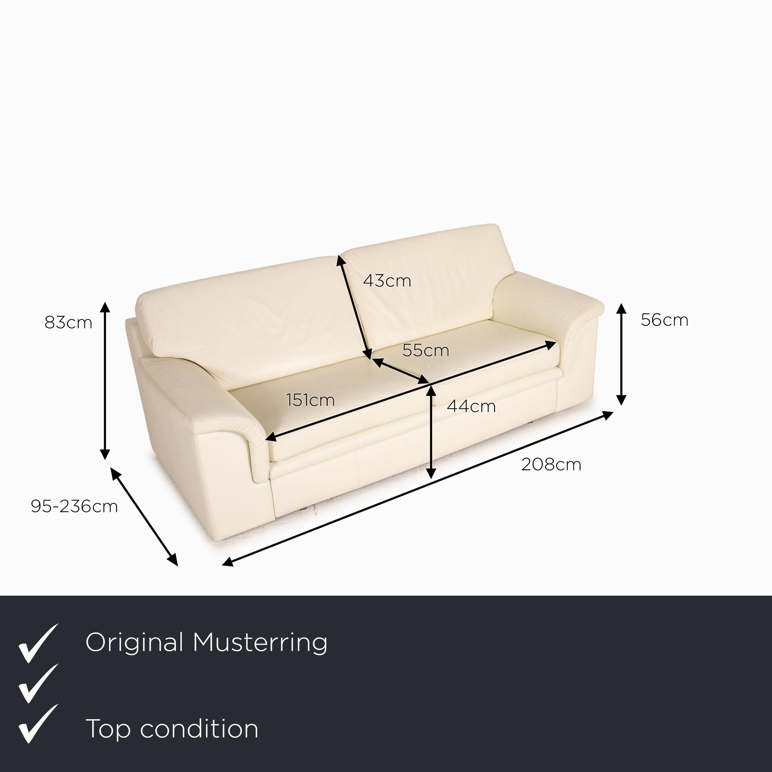 We present to you a Musterring leather sofa bed cream two-seater function sleeping function couch.
  
 

 Product measurements in centimeters:
 

 depth: 95
 width: 208
 height: 83
 seat height: 44
 rest height: 56
 seat depth: 55
 seat