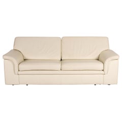 Musterring Leather Sofa Bed Cream Two-Seater Function Sleeping Function Couch