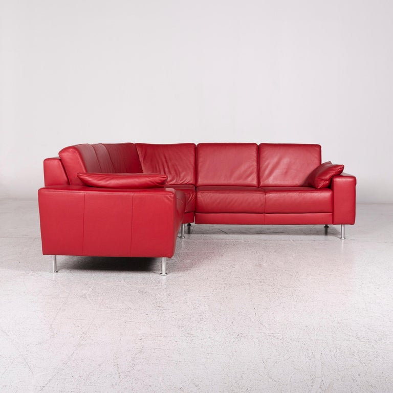 Musterring Leder Ecksofa Rot Sofa Couch For Sale at 1stDibs