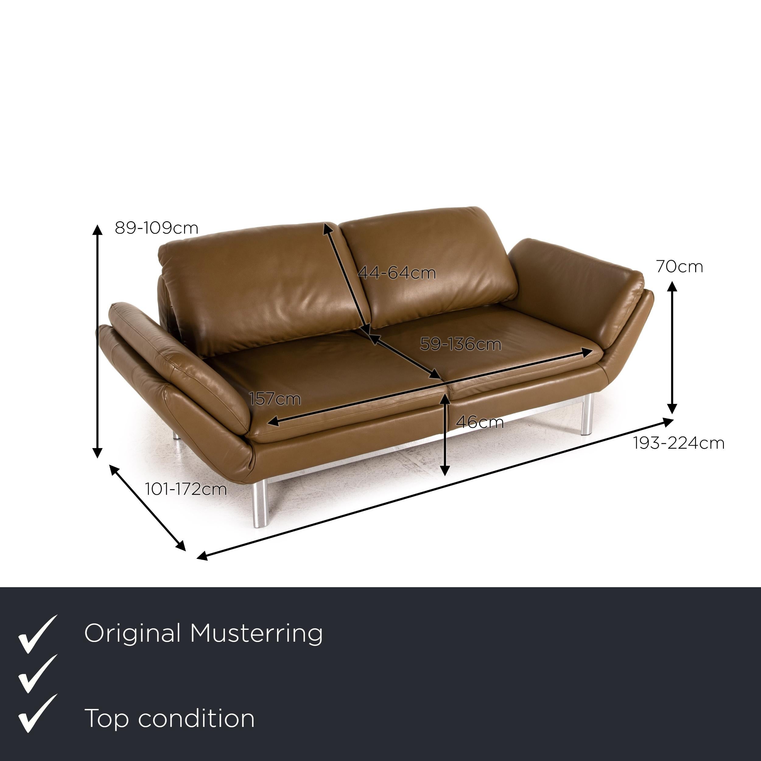 We present to you a Musterring MR 675 leather sofa green olive two-seater function relax function.
 

 Product measurements in centimeters:
 

Depth: 101
Width: 224
Height: 89
Seat height: 46
Rest height: 70
Seat depth: 59
Seat width: