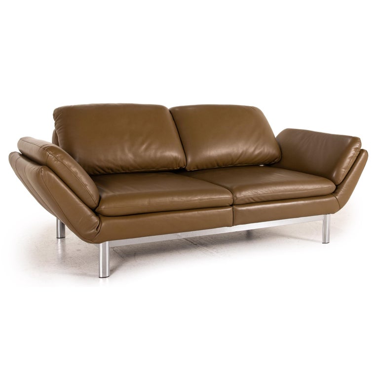 Musterring MR 675 Leather Sofa Green Olive Two-Seater Function Relax  Function at 1stDibs