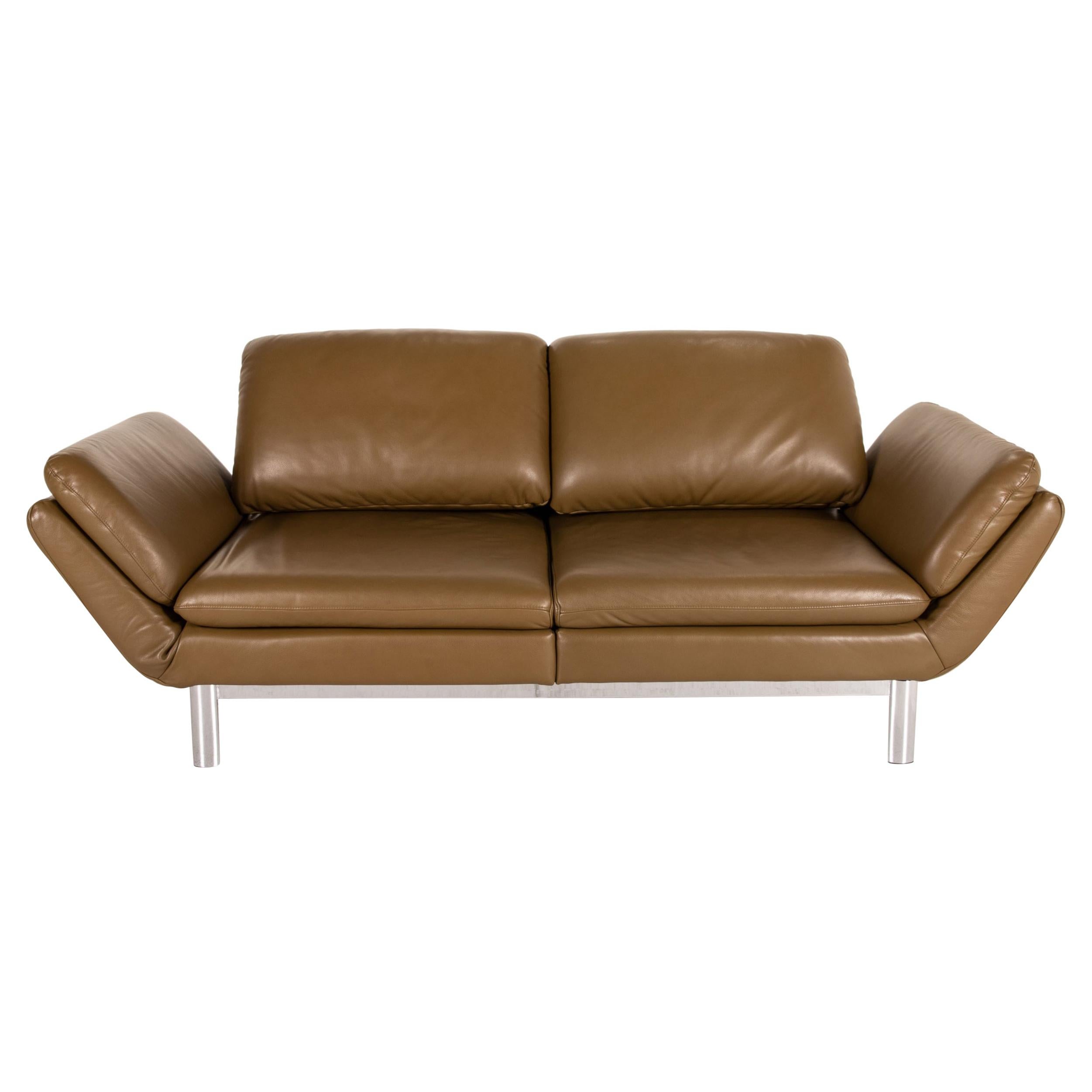 Musterring MR 675 Leather Sofa Green Olive Two-Seater Function Relax Function