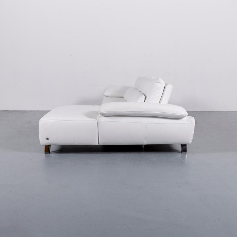 Musterring MR 680 Leather Corner Sofa White Couch at 1stDibs