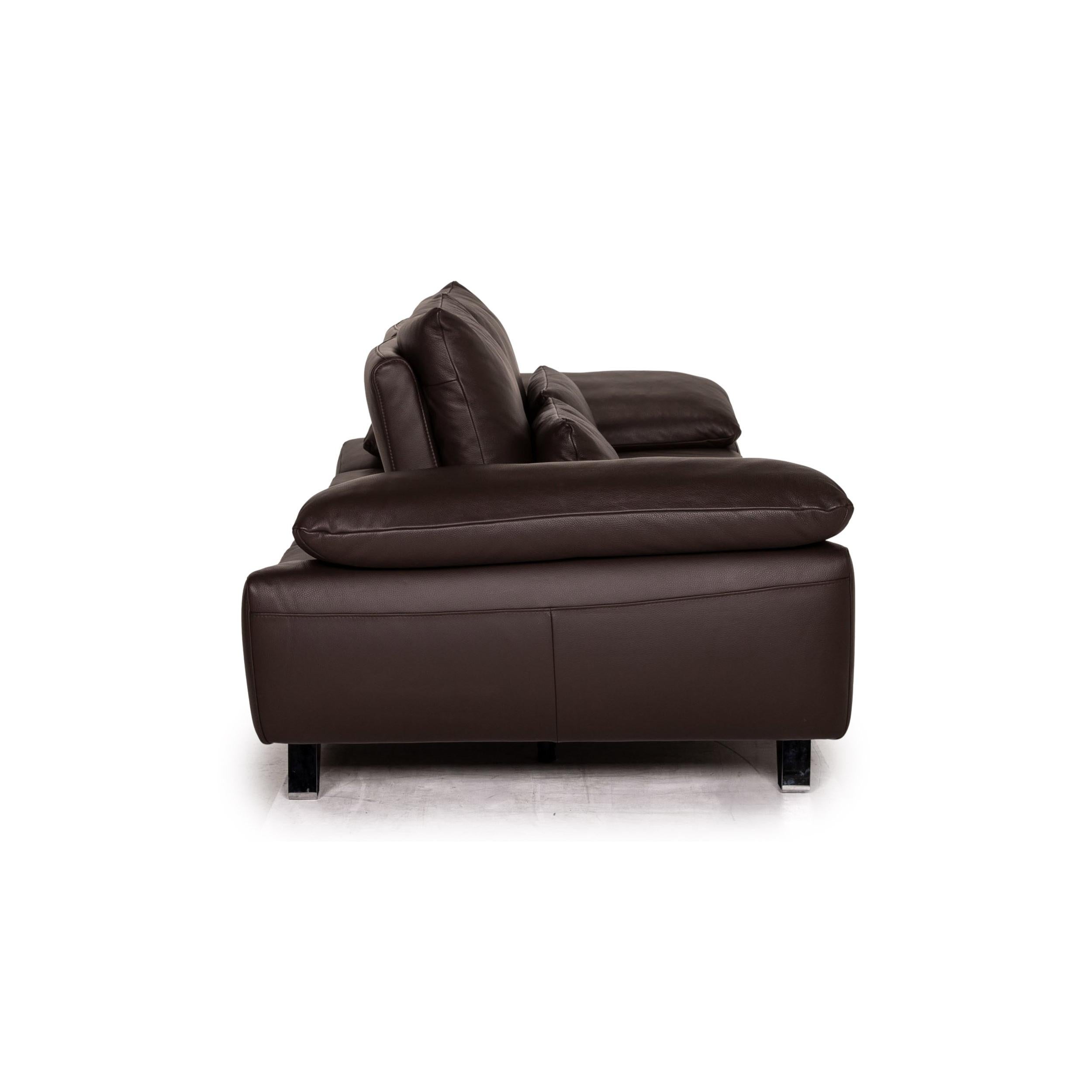 Musterring MR 680 Two-Seater Sofa Brown Leather Couch Function 4