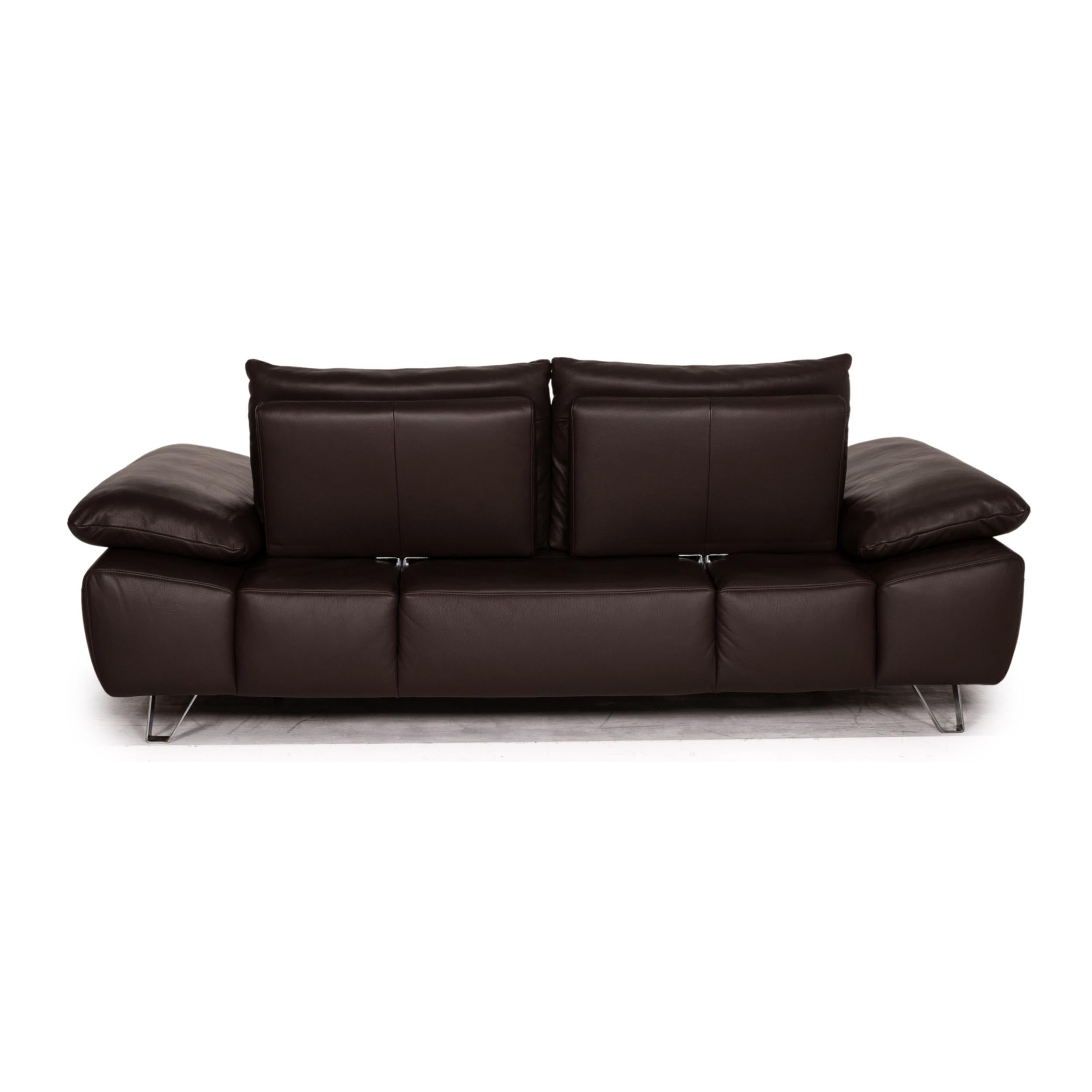 Musterring MR 680 Two-Seater Sofa Brown Leather Couch Function 5