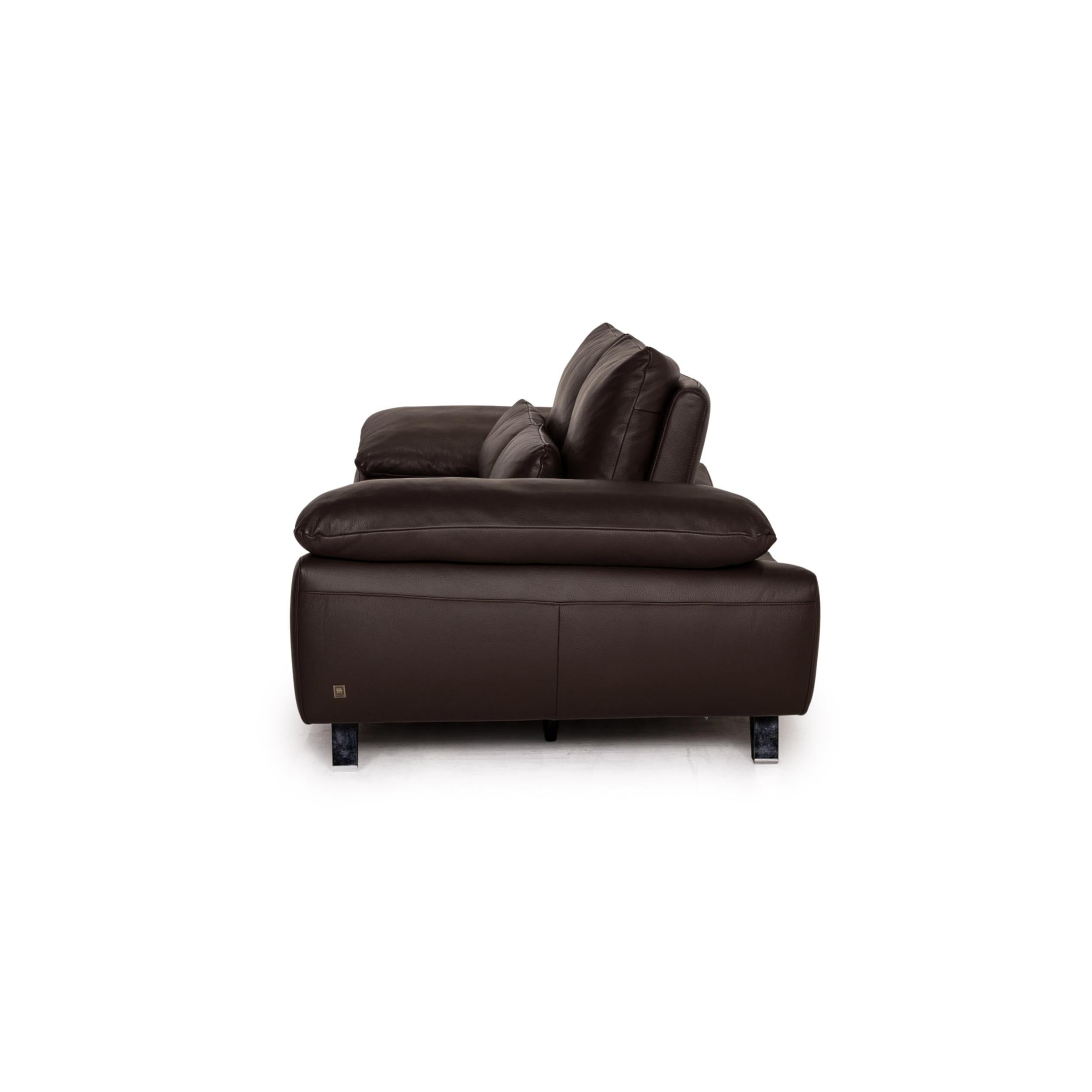 Musterring MR 680 Two-Seater Sofa Brown Leather Couch Function 6