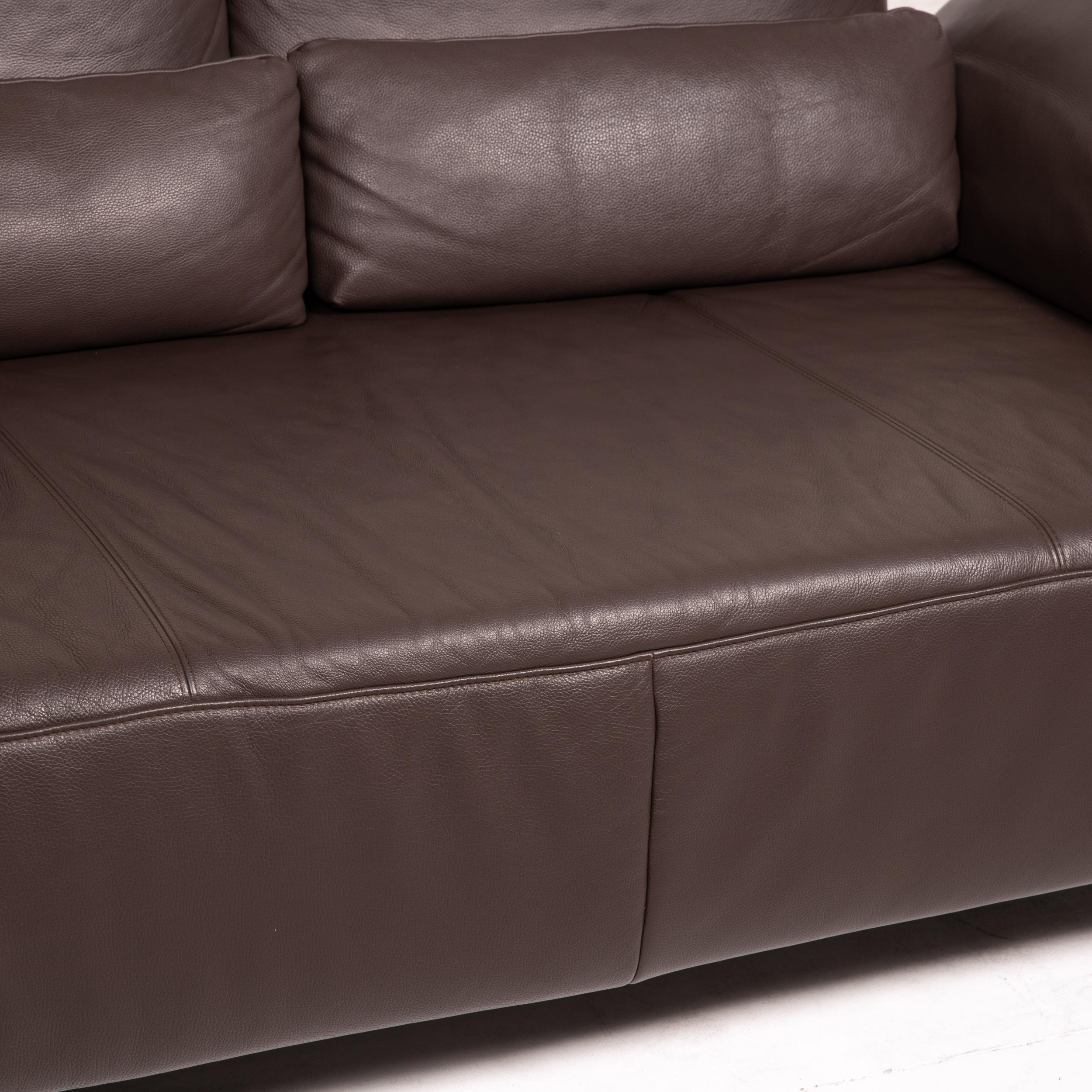 European Musterring MR 680 Two-Seater Sofa Brown Leather Couch Function