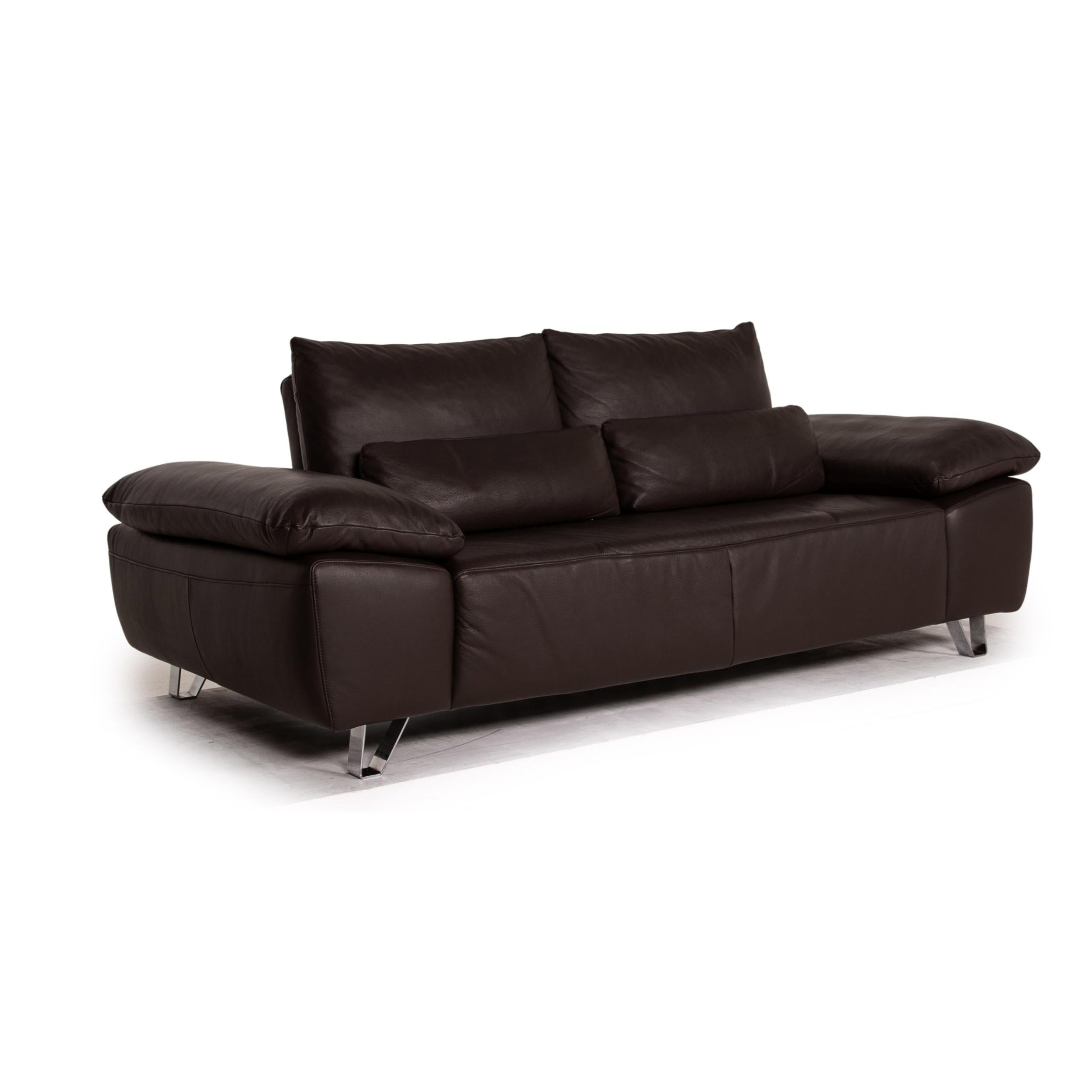 Musterring MR 680 Two-Seater Sofa Brown Leather Couch Function 1