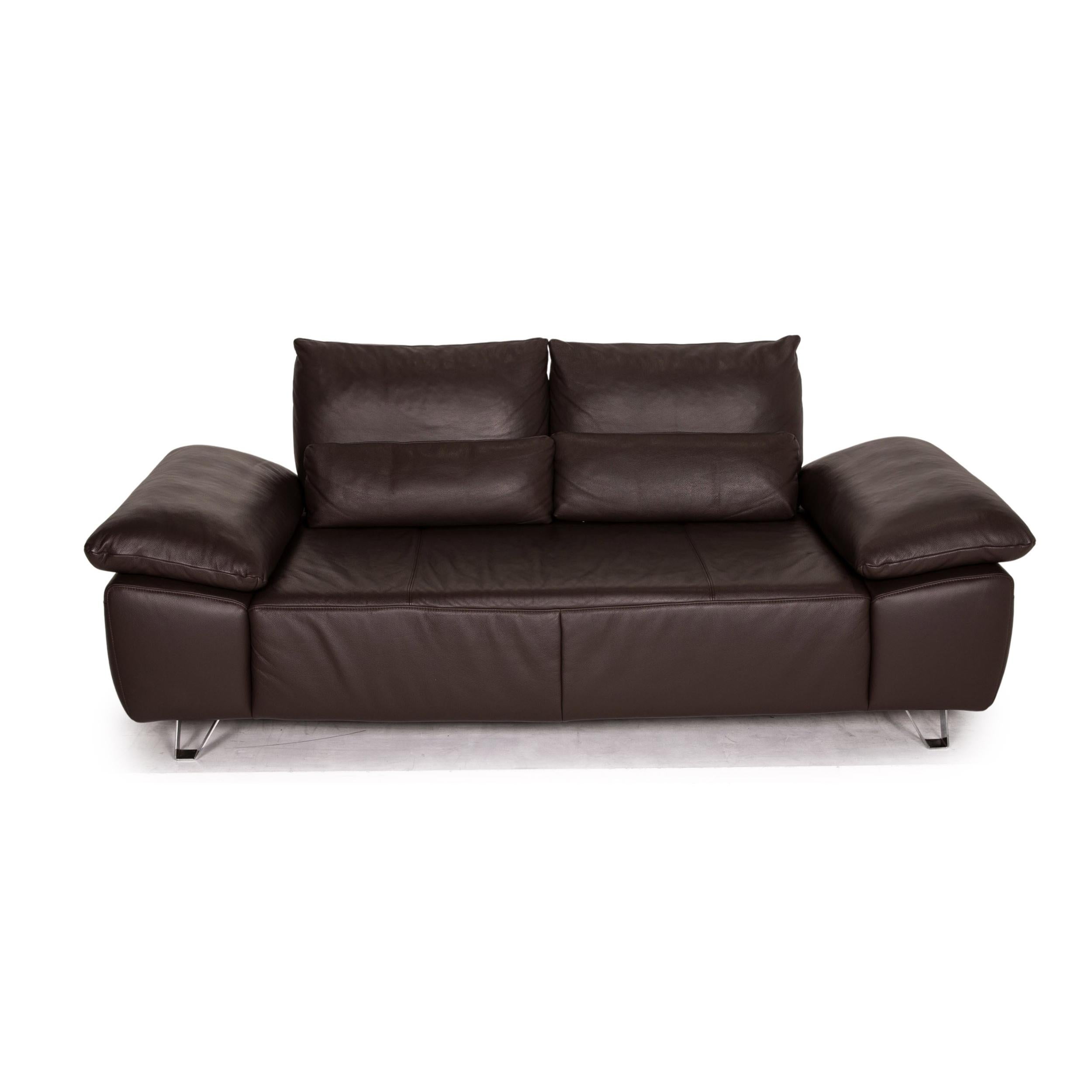 Musterring MR 680 Two-Seater Sofa Brown Leather Couch Function 2