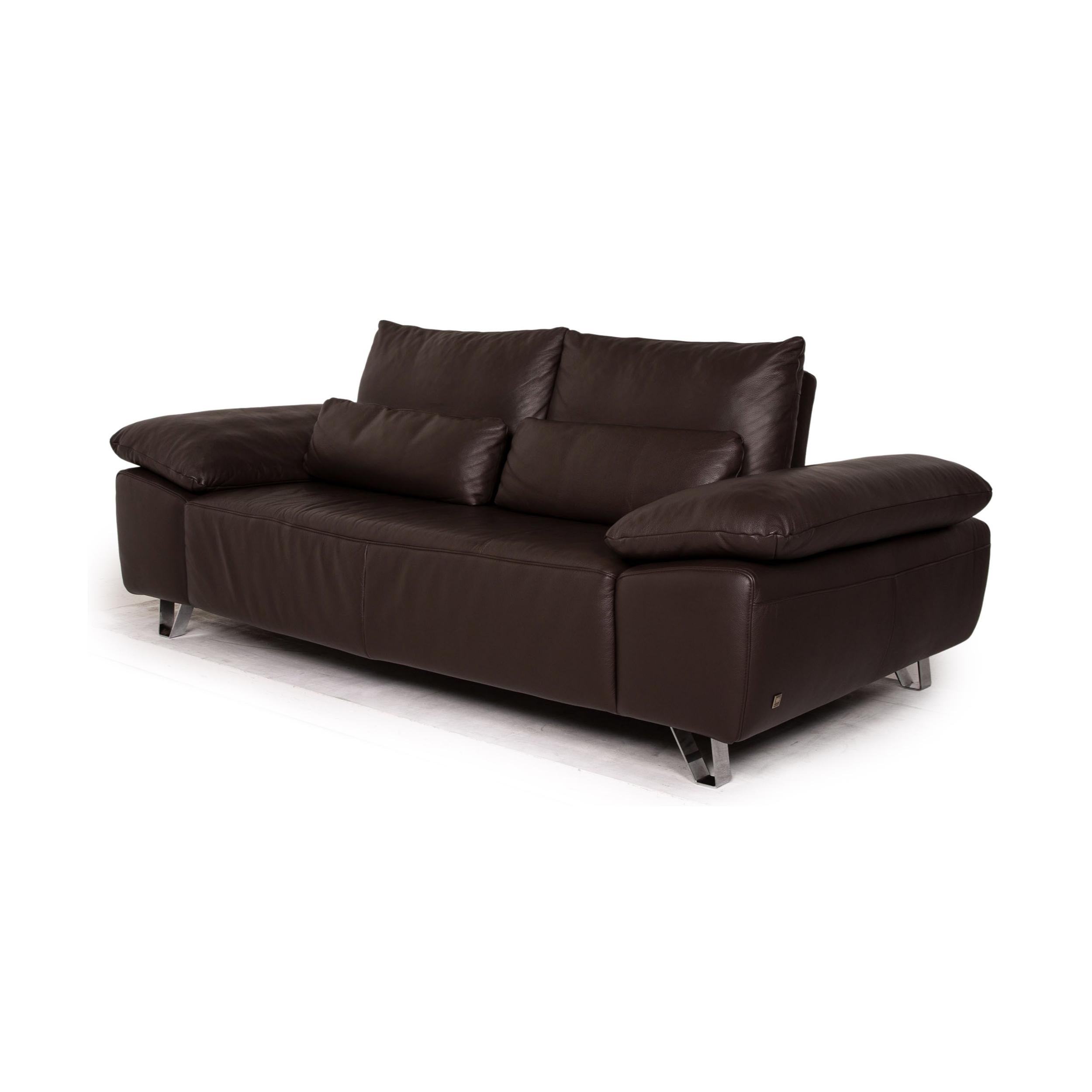 Musterring MR 680 Two-Seater Sofa Brown Leather Couch Function 3
