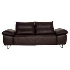Musterring MR 680 Two-Seater Sofa Brown Leather Couch Function