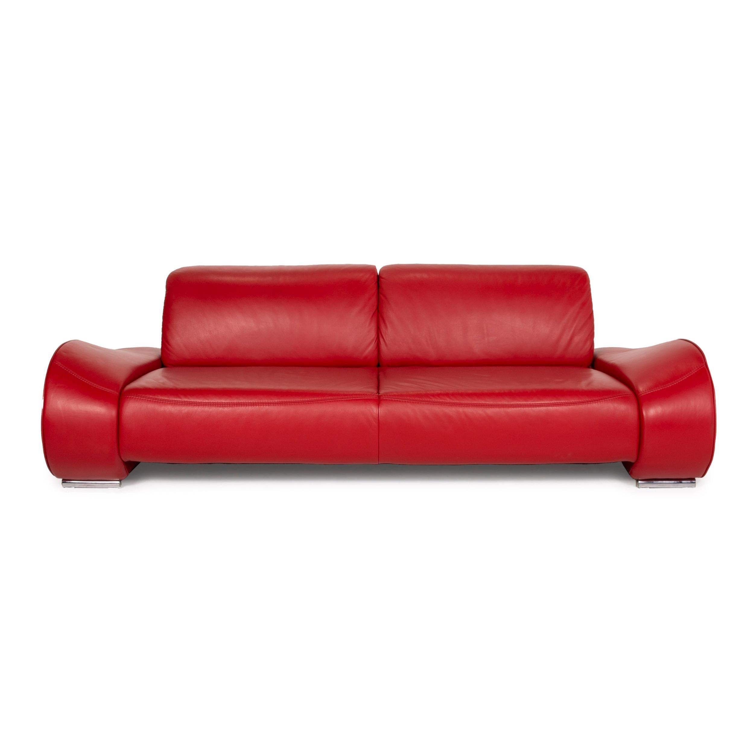 Musterring Mr-740 Leather Sofa Red Three-Seater Function 4