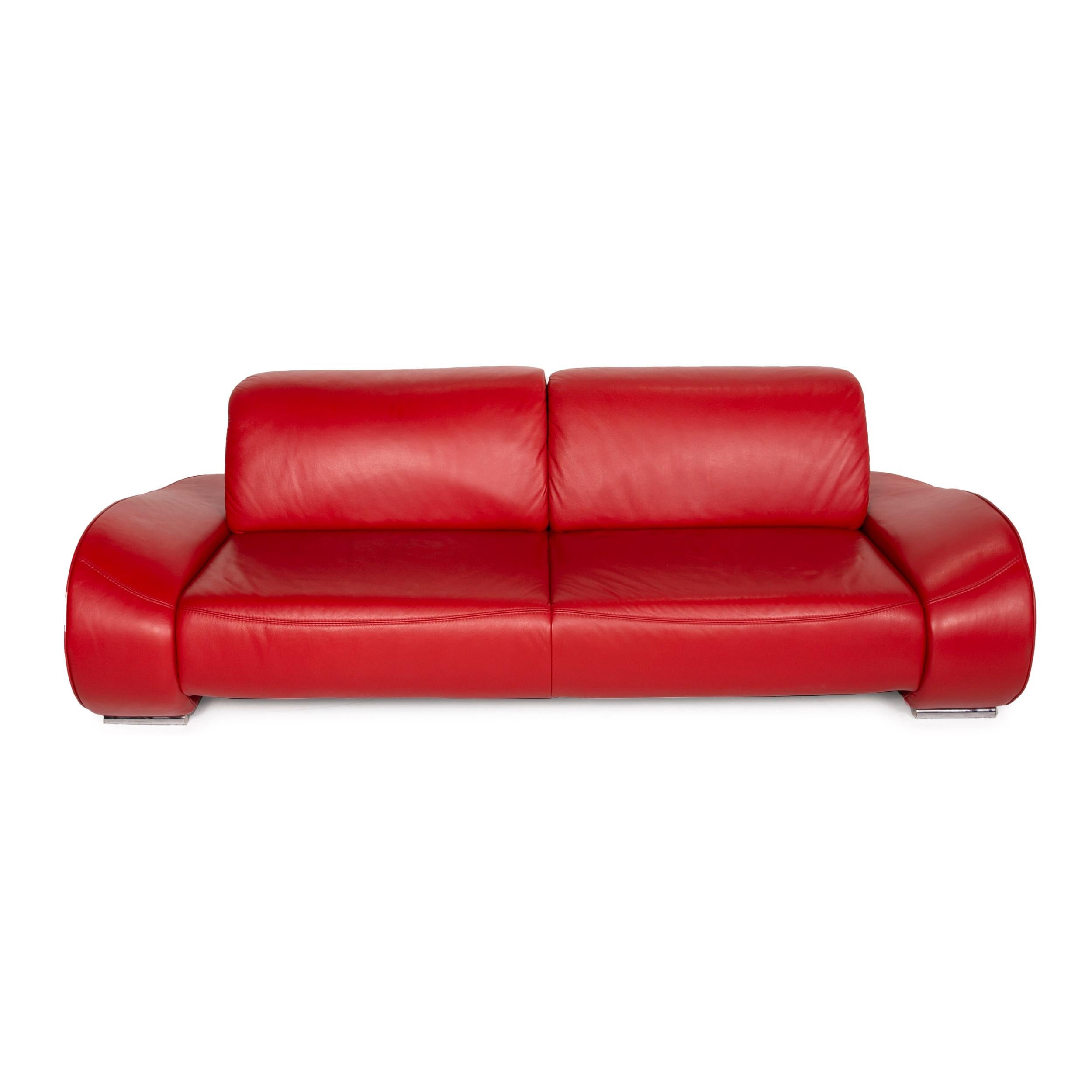 Musterring Mr-740 Leather Sofa Red Three-Seater Function 6