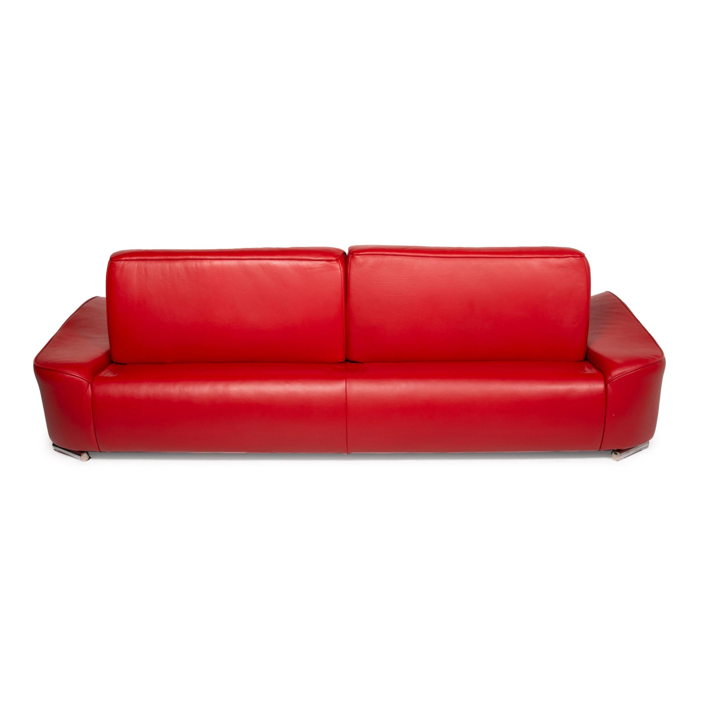 Musterring Mr-740 Leather Sofa Red Three-Seater Function 8