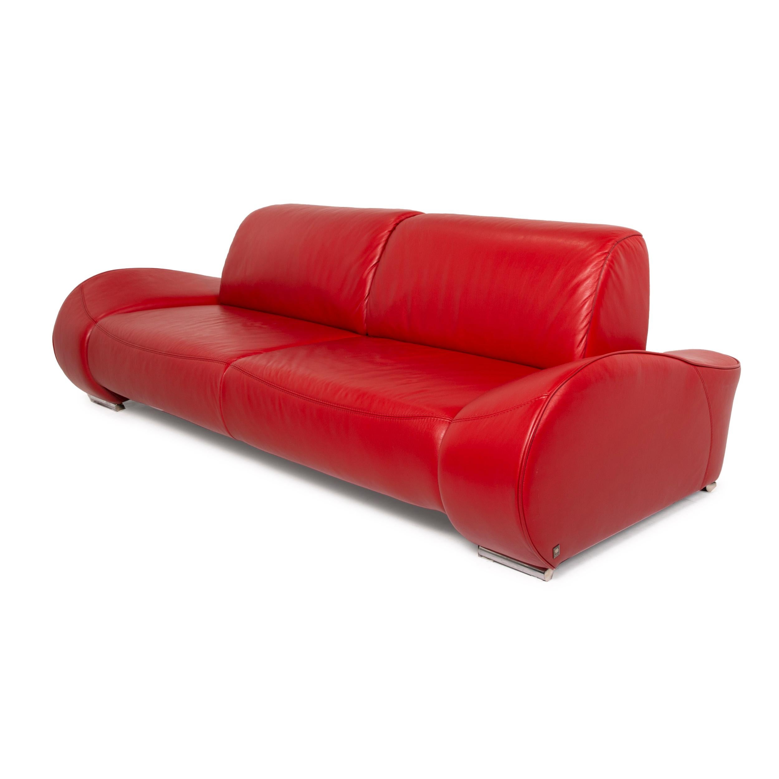 Modern Musterring Mr-740 Leather Sofa Red Three-Seater Function