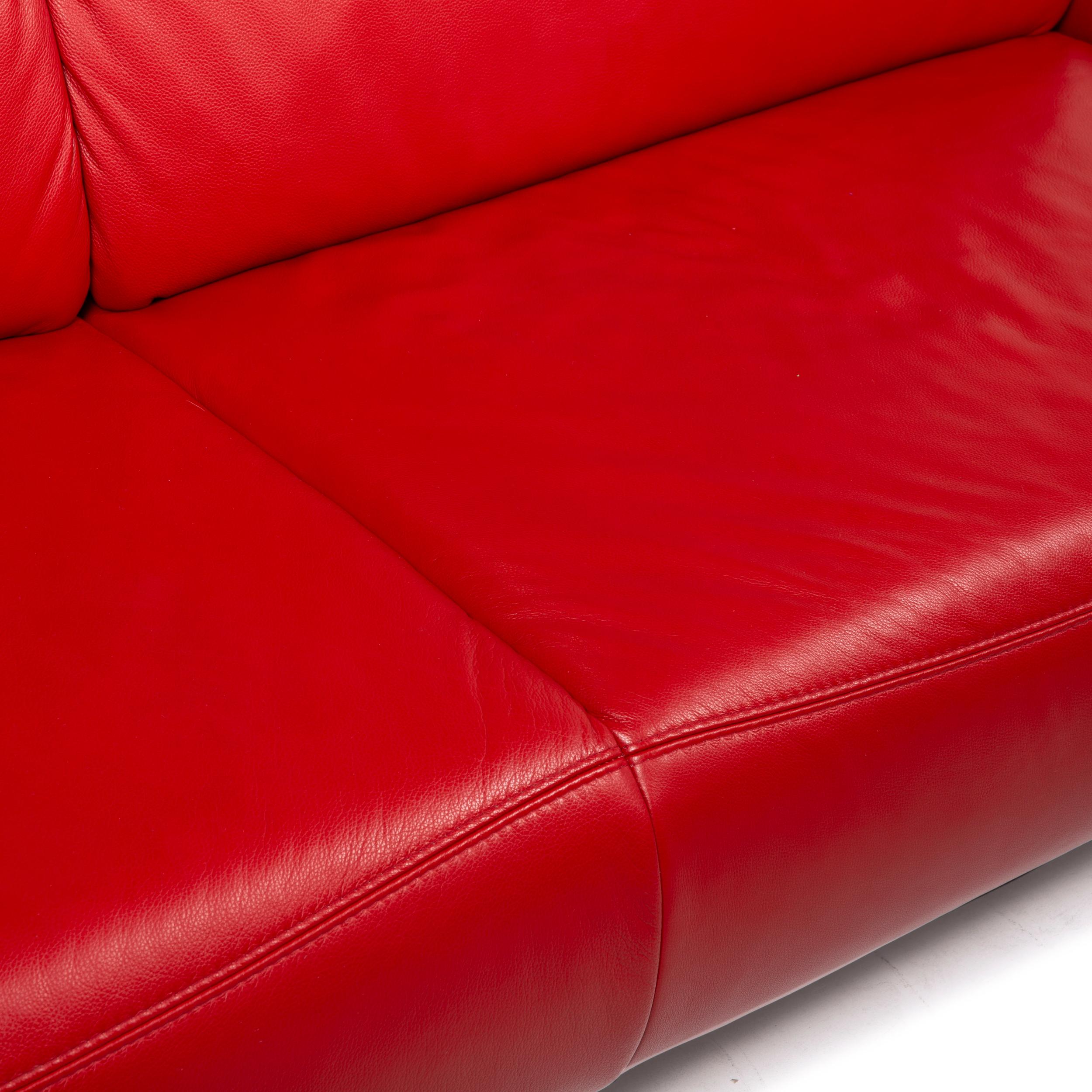 European Musterring Mr-740 Leather Sofa Red Three-Seater Function