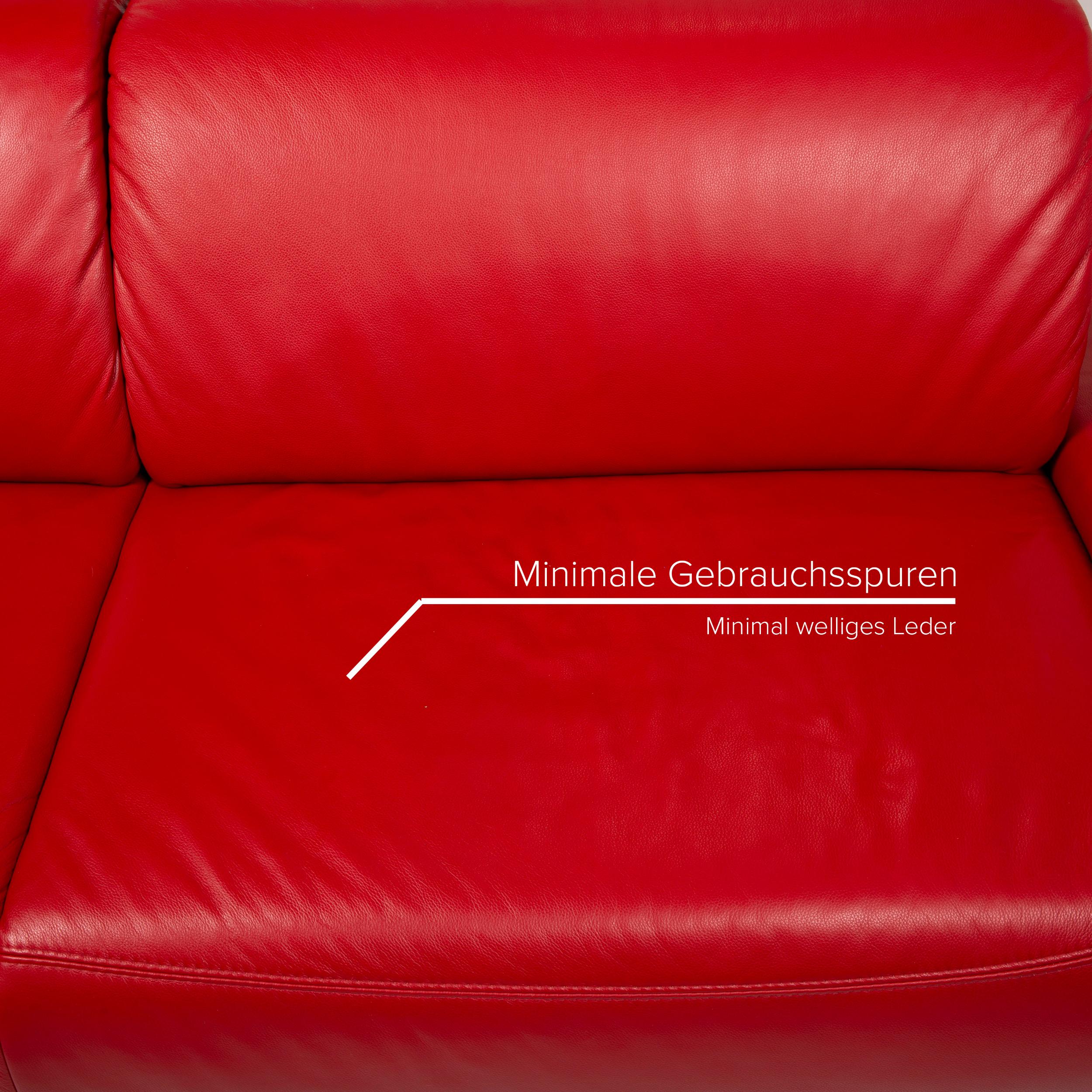 Contemporary Musterring Mr-740 Leather Sofa Red Three-Seater Function