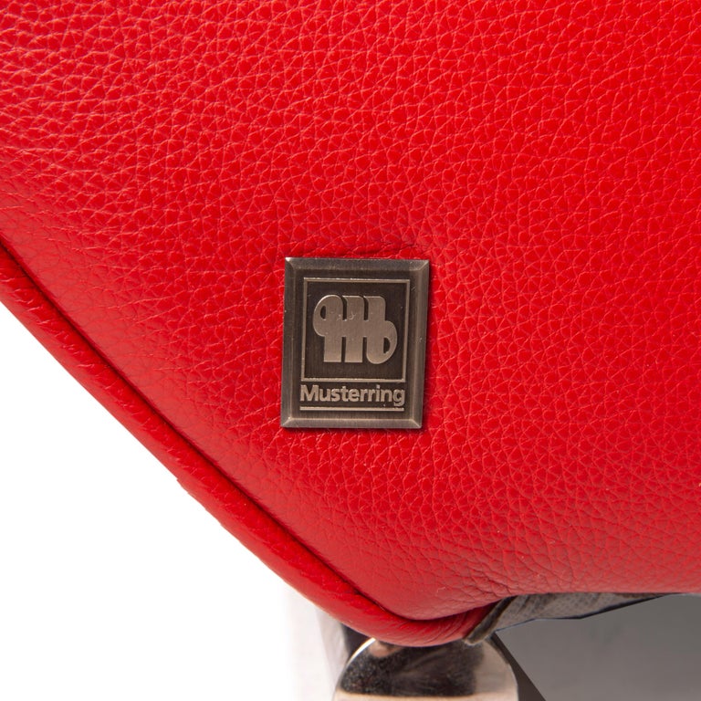 Musterring Mr 740 Leather Sofa Red Three Seater Function At 1stdibs