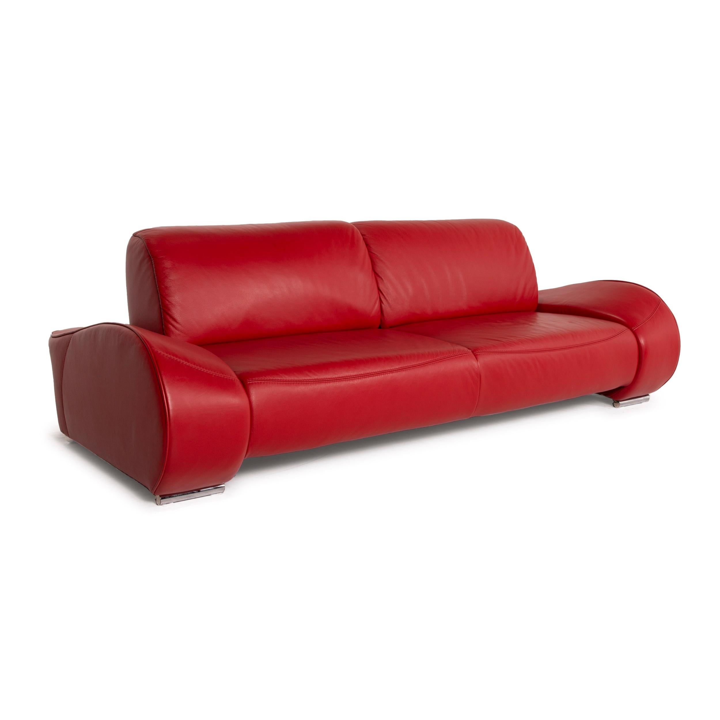 Musterring Mr-740 Leather Sofa Red Three-Seater Function 3