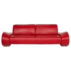 Musterring Mr-740 Leather Sofa Red Three-Seater Function