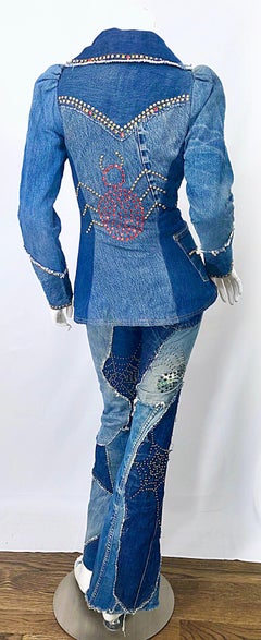Musuem Piece Love, Melody Sabatasso 1970s Custom Blue Jean Denim Rhinestone Suit