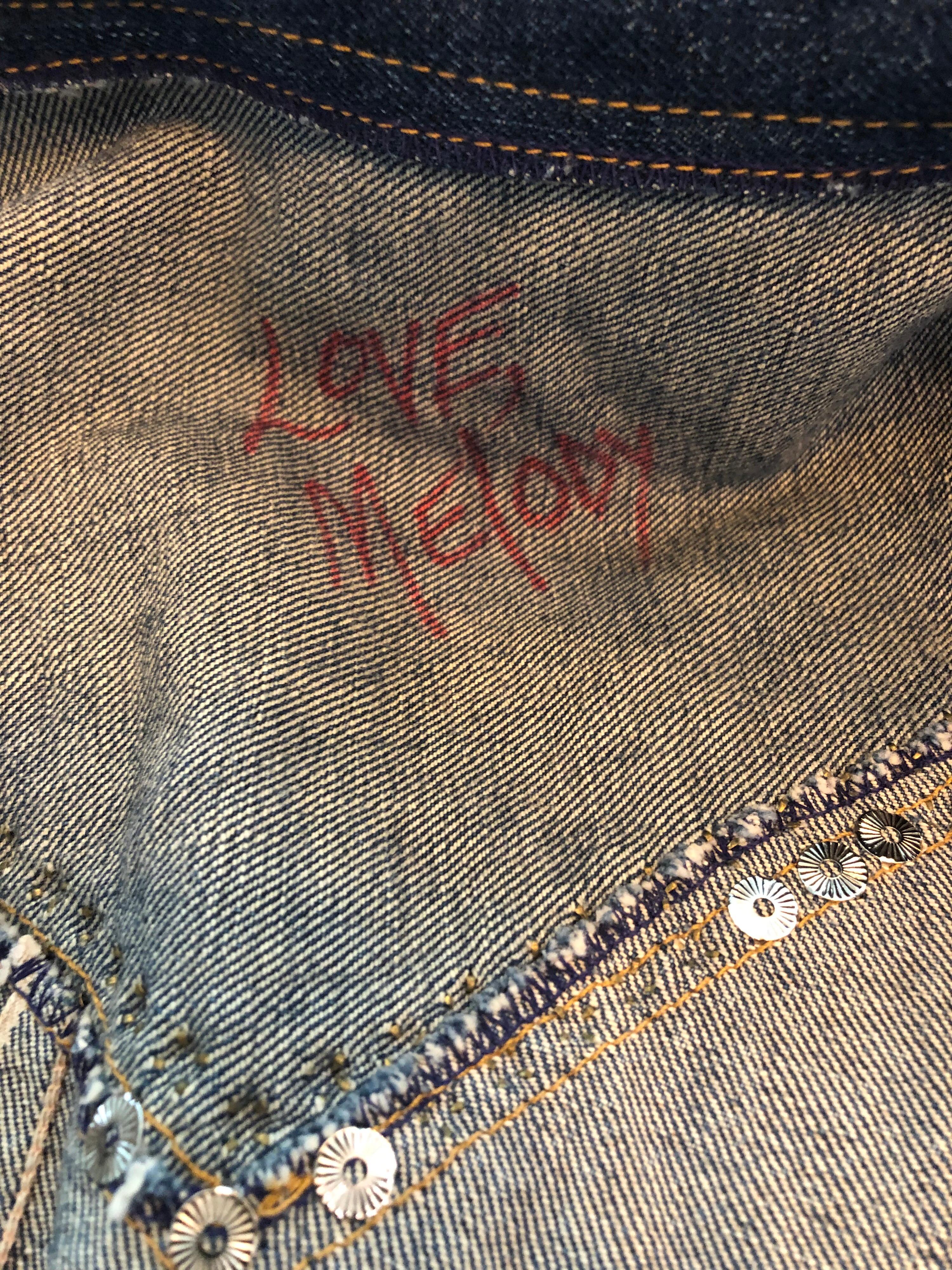 Musuem Piece Love, Melody Sabatasso 1970er Jahre maßgeschneiderter blauer Jeans-Anzug mit Strasssteinen im Angebot 3