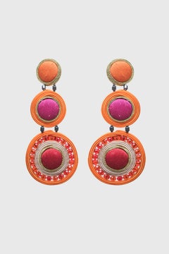 Boucles d'oreilles Musula Africania Baobab Soutache jaune avec fermeture en argent