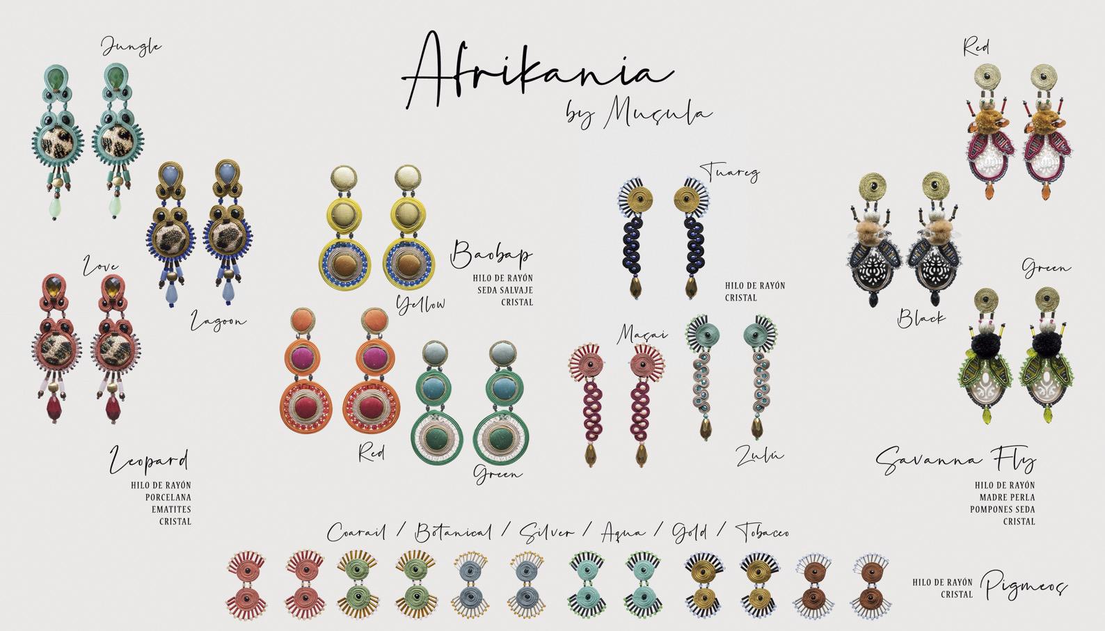 Romantic Musula Afrikania Baobab Yellow Soutache Earrings w/silver closure For Sale