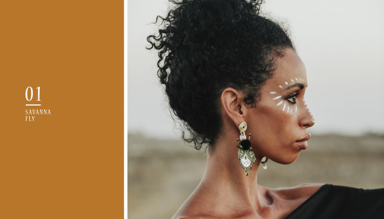 Women's Musula Afrikania Savanah Fly Green Soutache Earrings w/silver closure