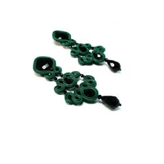 Orecchini Musula Jet Black Gothic Uranium Soutache con chiusura in argento