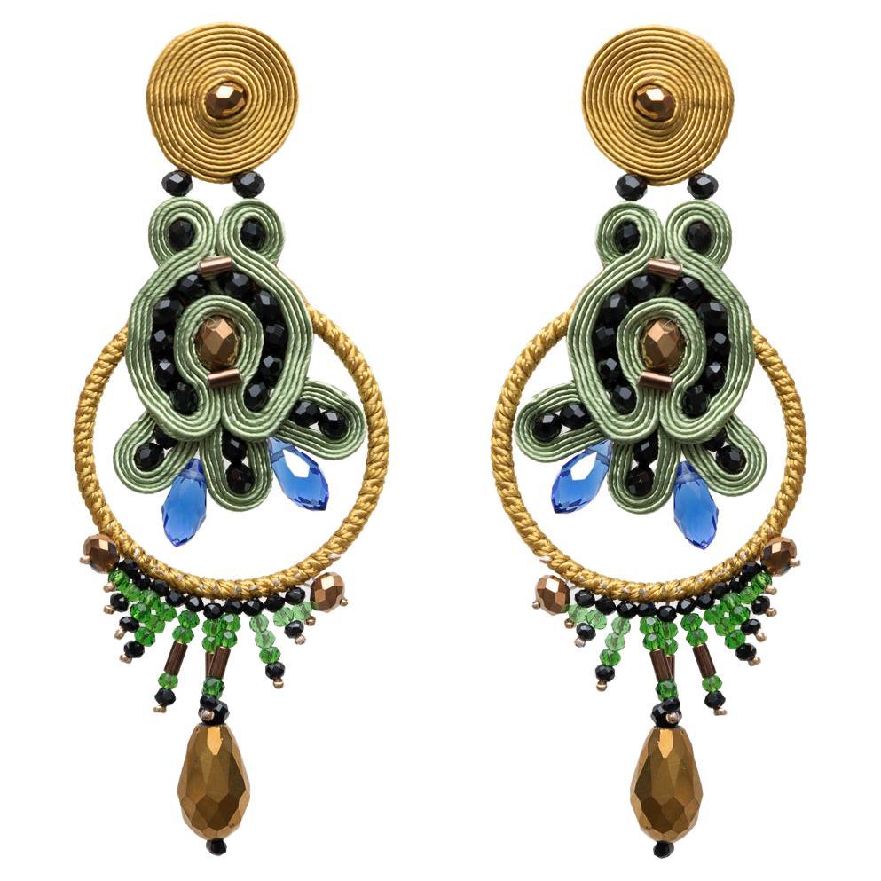 Vintage mul stone chandelier earrings