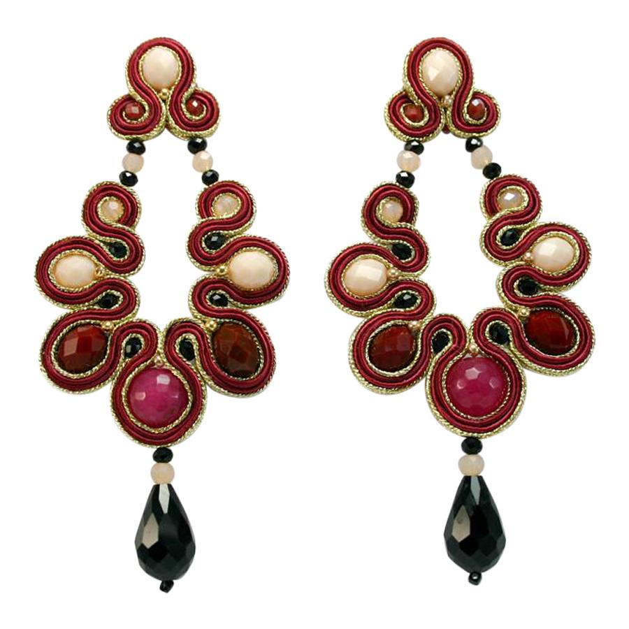 Musula Marie Antoinette Diana Soutache Earrings w/silver closure For Sale