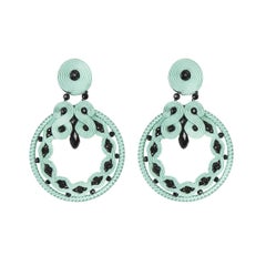 Musula Miabril Aqua & Jet Soutache Earrings  Silver Closure