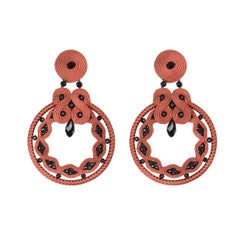 Musula Miabril Grana  Granate & Jet Soutache Earrings  Silver Closure