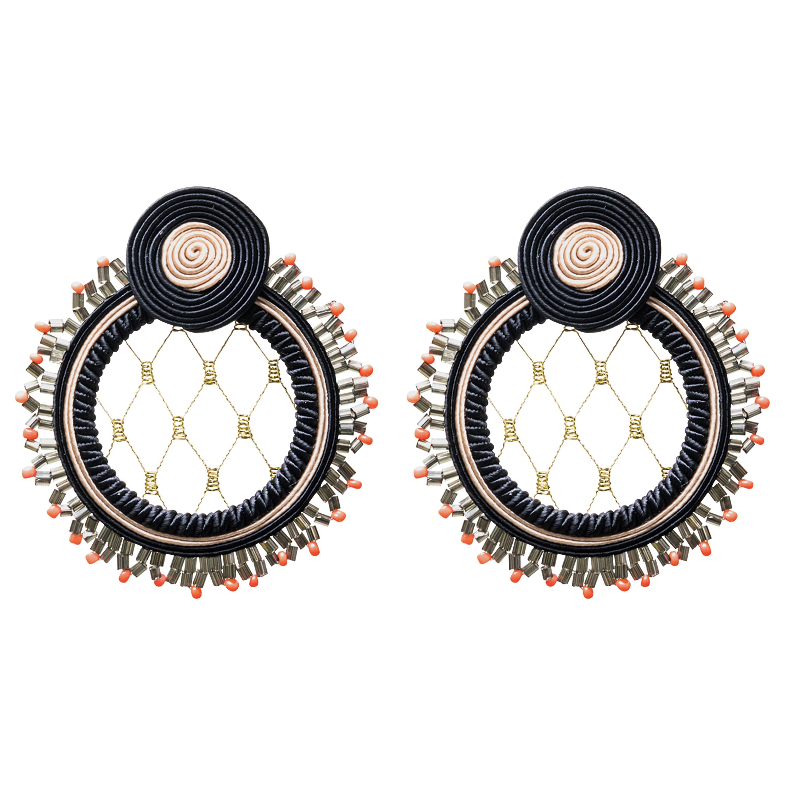 Musula Opulentia Petrolium Graffiti Soutache Earrings silver closure 