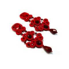Boucles d'oreilles Musula Passion Rouge Soutache avec fermeture en argent