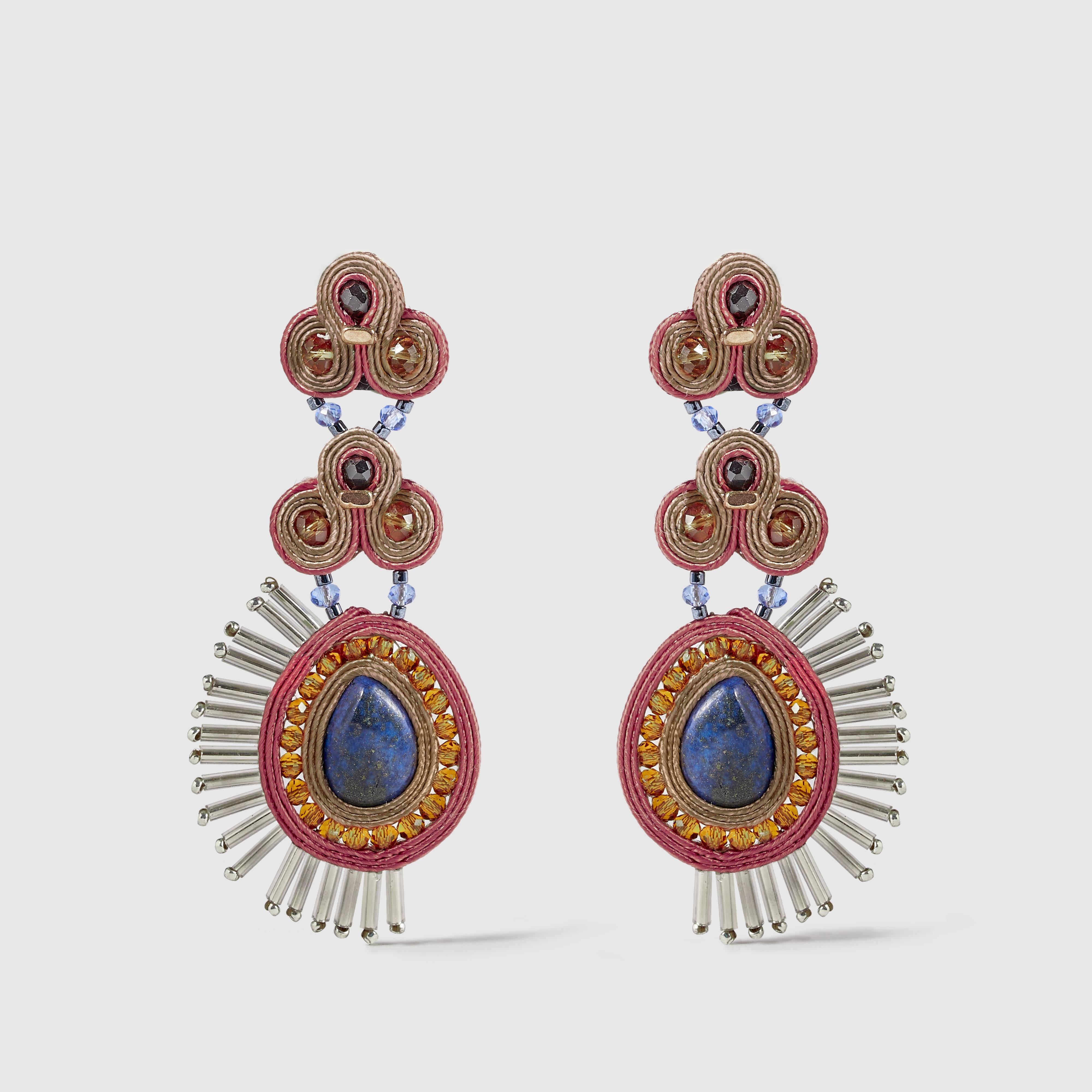Romantic Musula Personalissima Micaela Lime Soutache Earrings For Sale