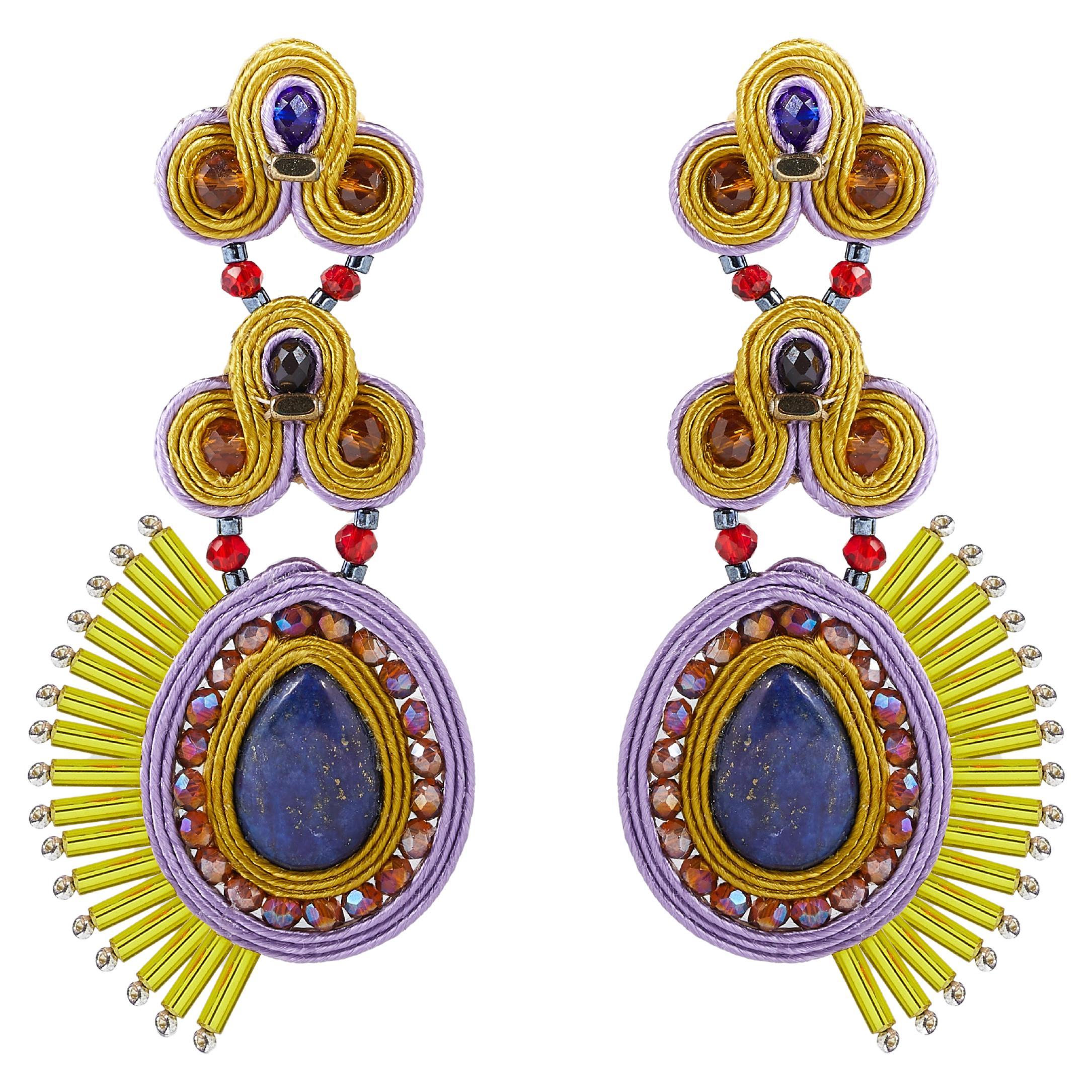 Musula Personalissima Micaela Lime Soutache Earrings  