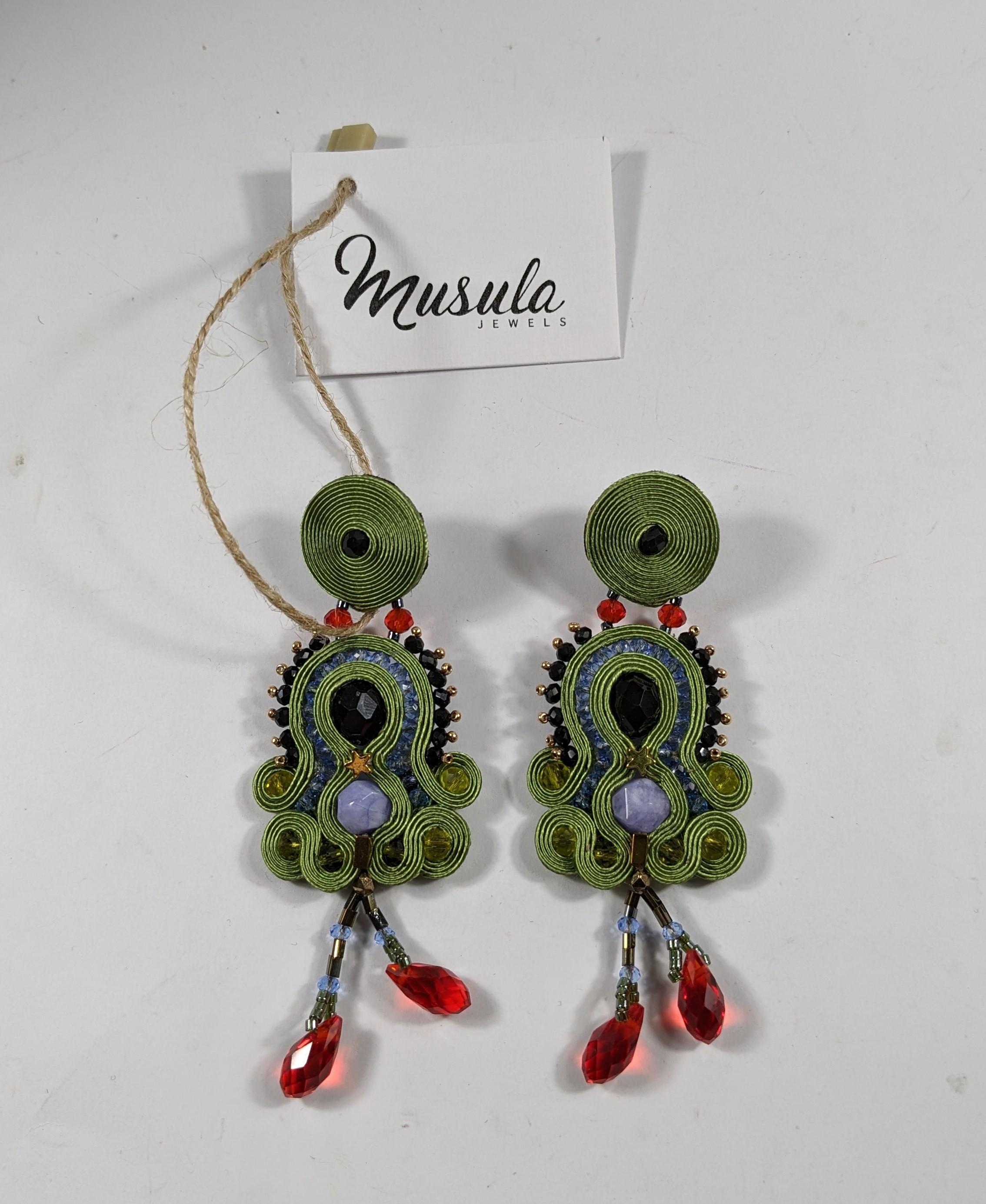 Romantic Musula Personalissima Nicoletta Forest Soutache Earrings   For Sale