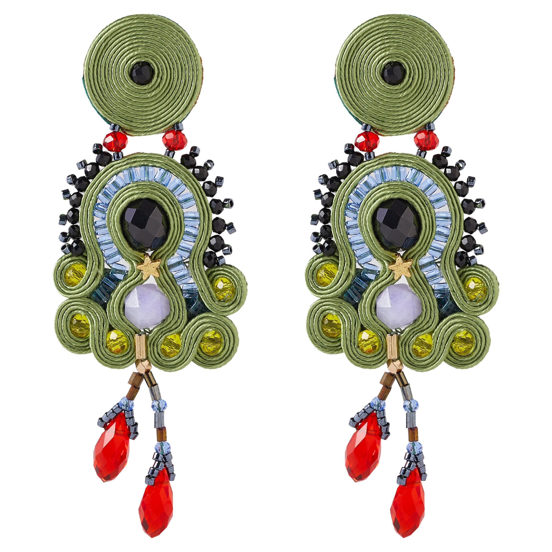 Musula Personalissima Nicoletta Forest Soutache Earrings   For Sale