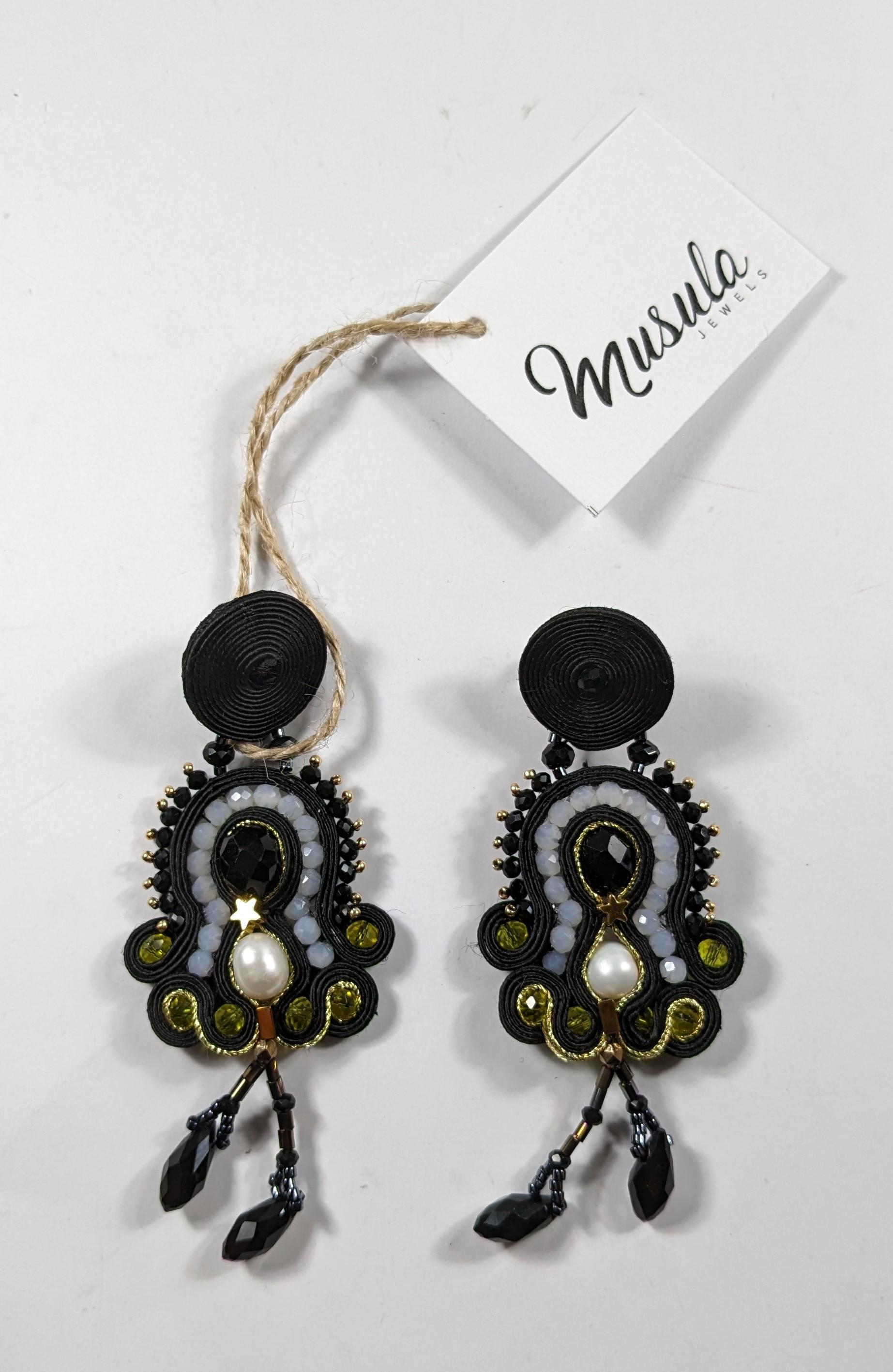 Romantic Musula Personalissima Nicoletta Night Soutache Earrings   For Sale