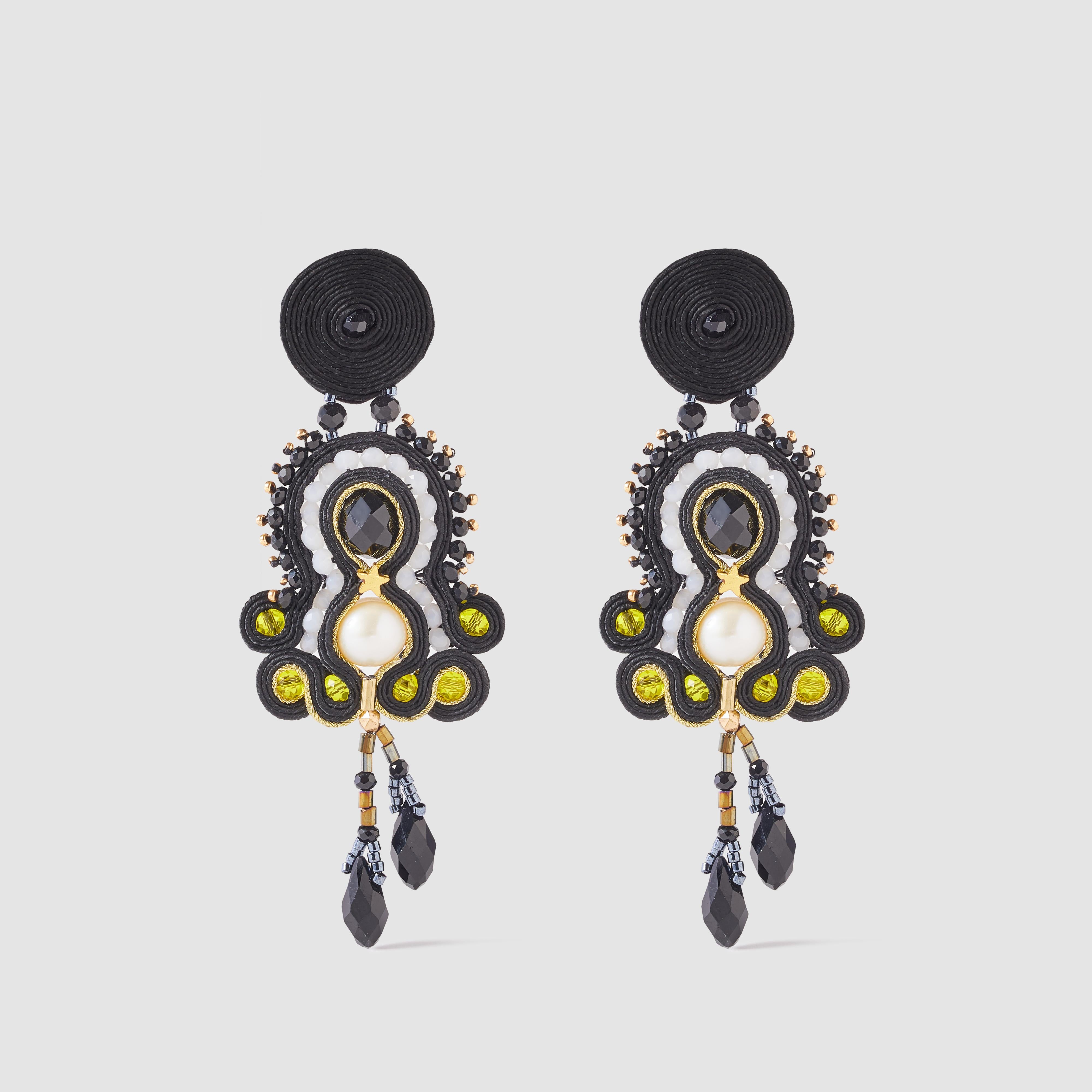 Romantic Musula Personalissima Nicoletta Orchid Soutache Earrings For Sale