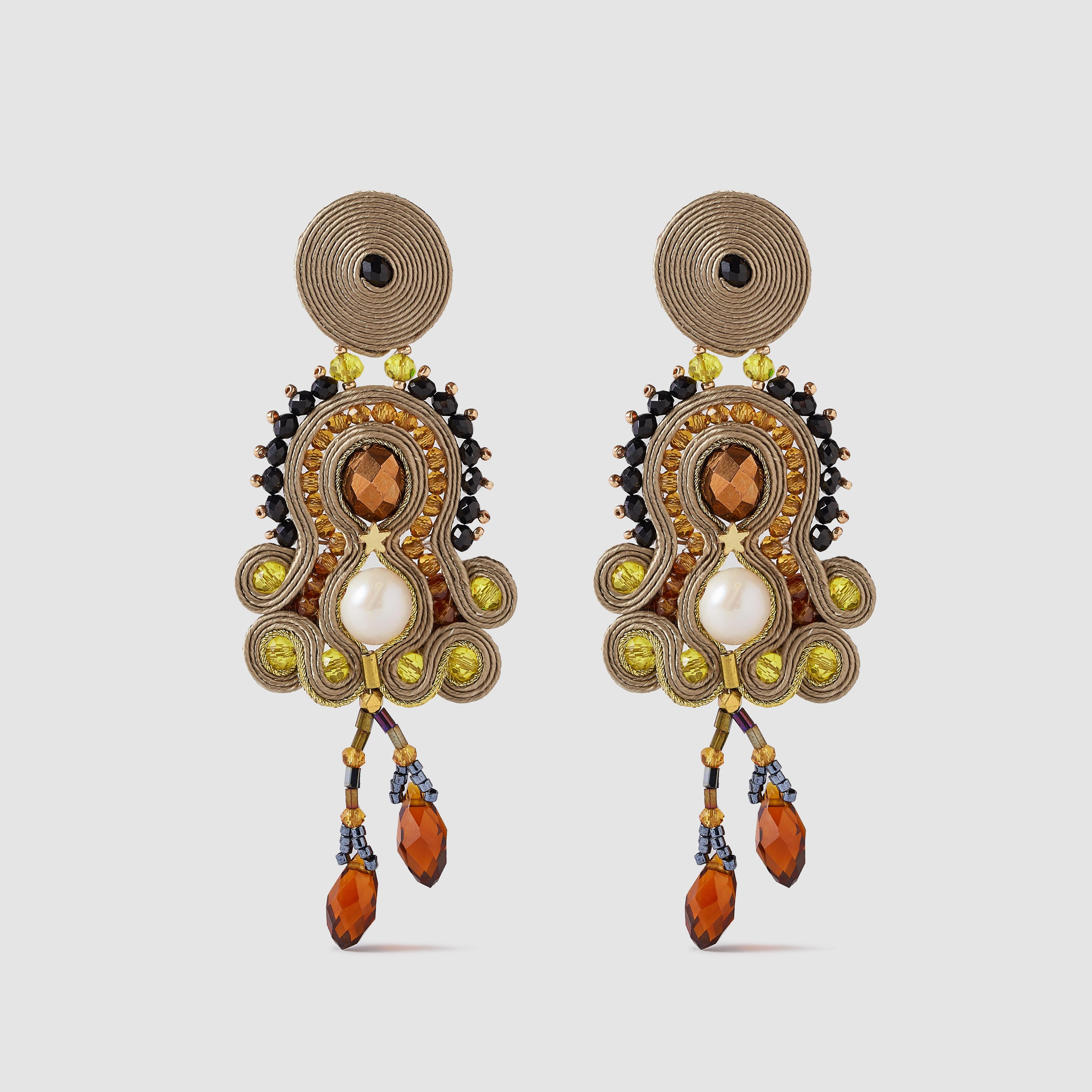 Bead Musula Personalissima Nicoletta Orchid Soutache Earrings For Sale