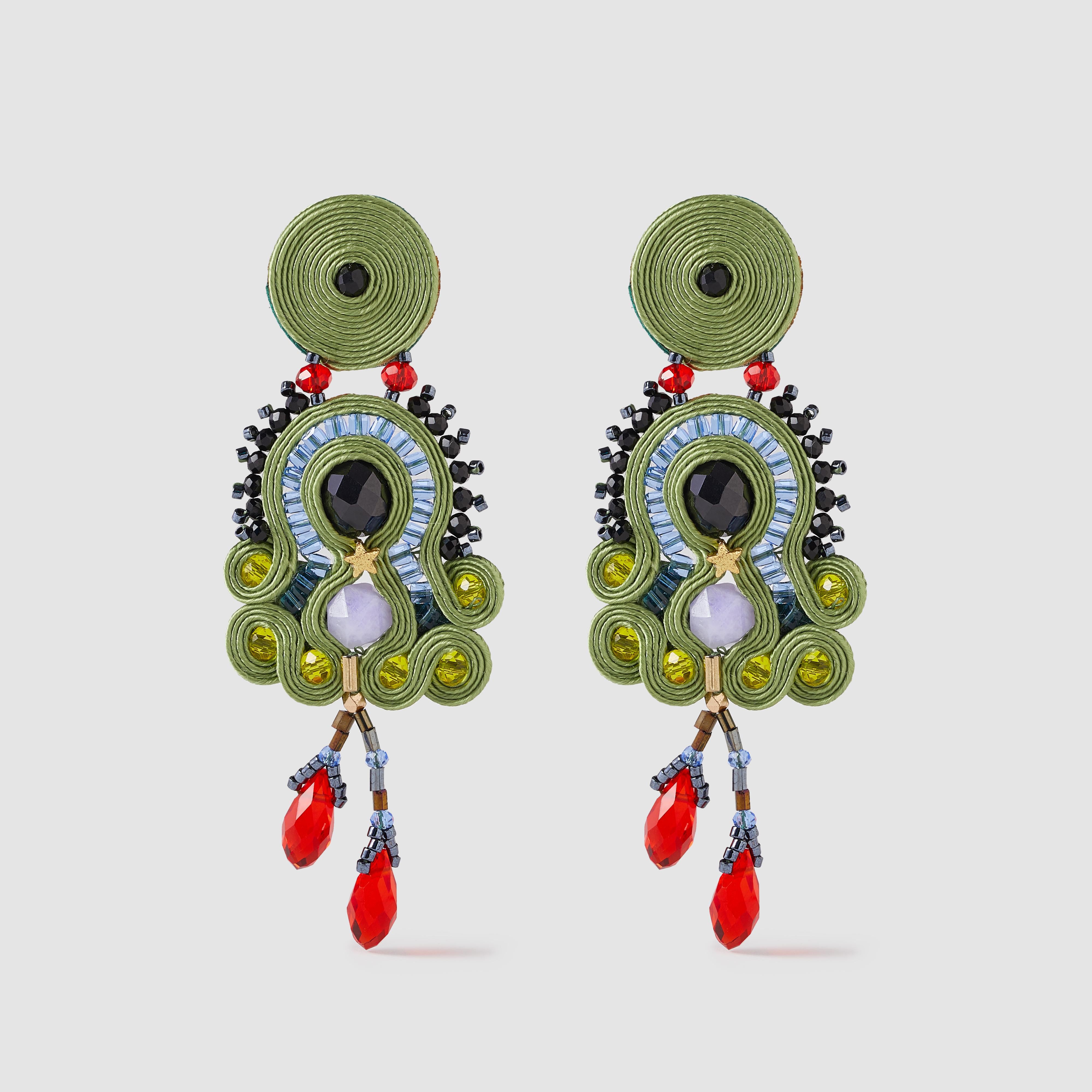 Musula Personalissima Nicoletta Orchid Soutache Earrings In New Condition For Sale In  Bilbao, ES