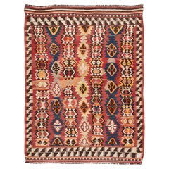 Vintage Mut Kilim Rug Wool Old Eastern Anatolian Handwoven Turkish Carpet