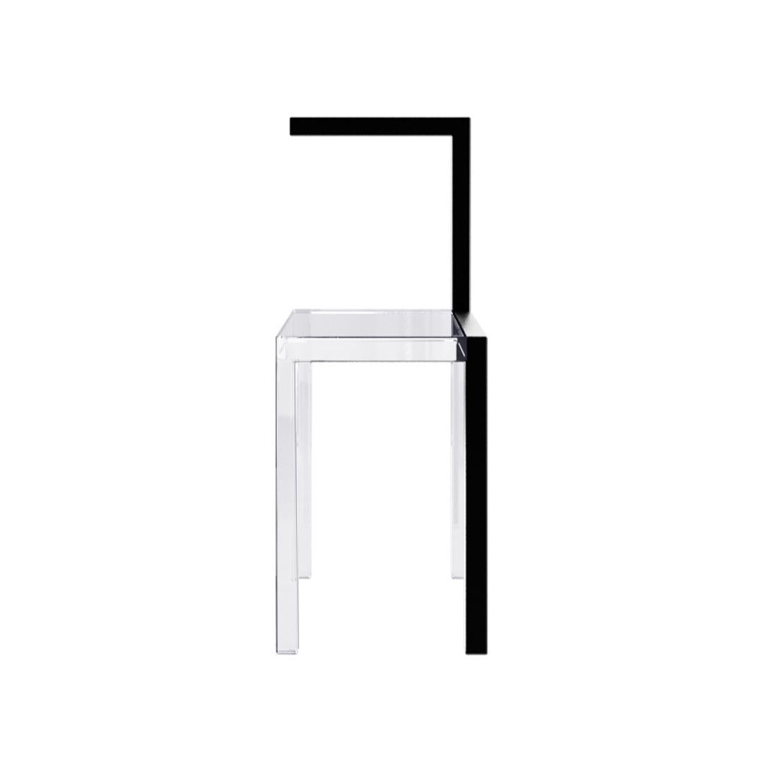 Mute II chair by The Async
Dimensions: D38 x W42 x W100 cm
Materials: Stainless steel, glass composite.

