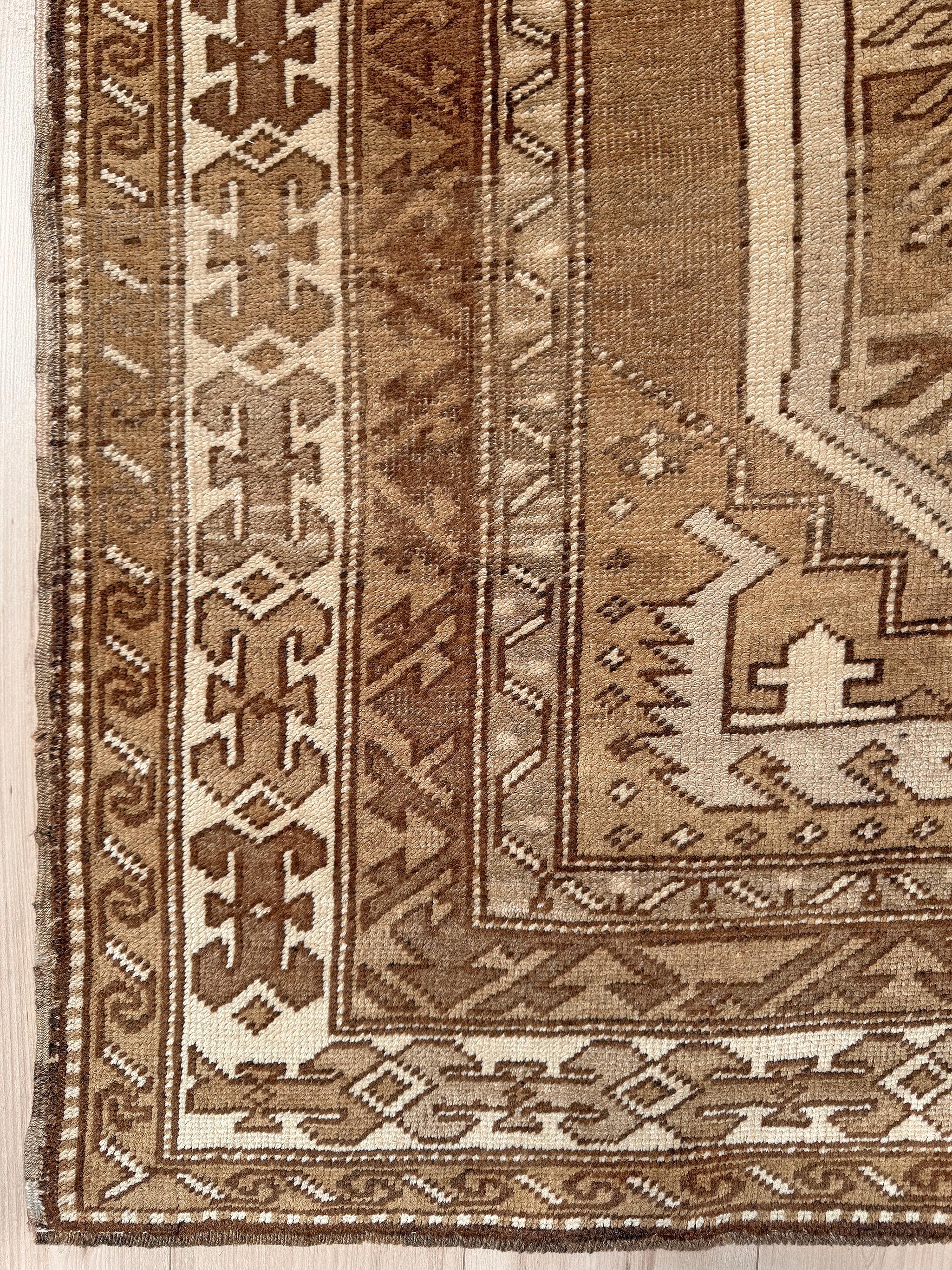 Kars marrone tenue - Tappeto in lana curda vintage - 6′×9′4″ - Turchia orientale in vendita 6