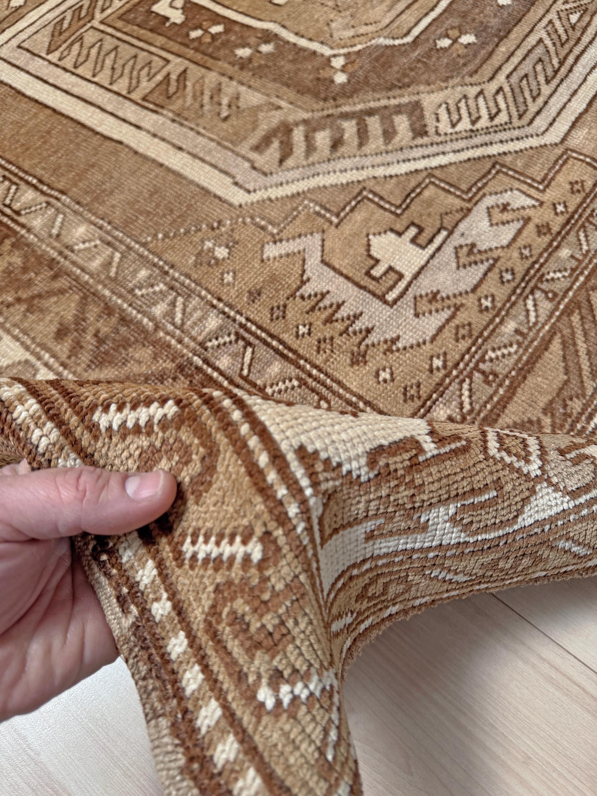 Kars marrone tenue - Tappeto in lana curda vintage - 6′×9′4″ - Turchia orientale in vendita 8