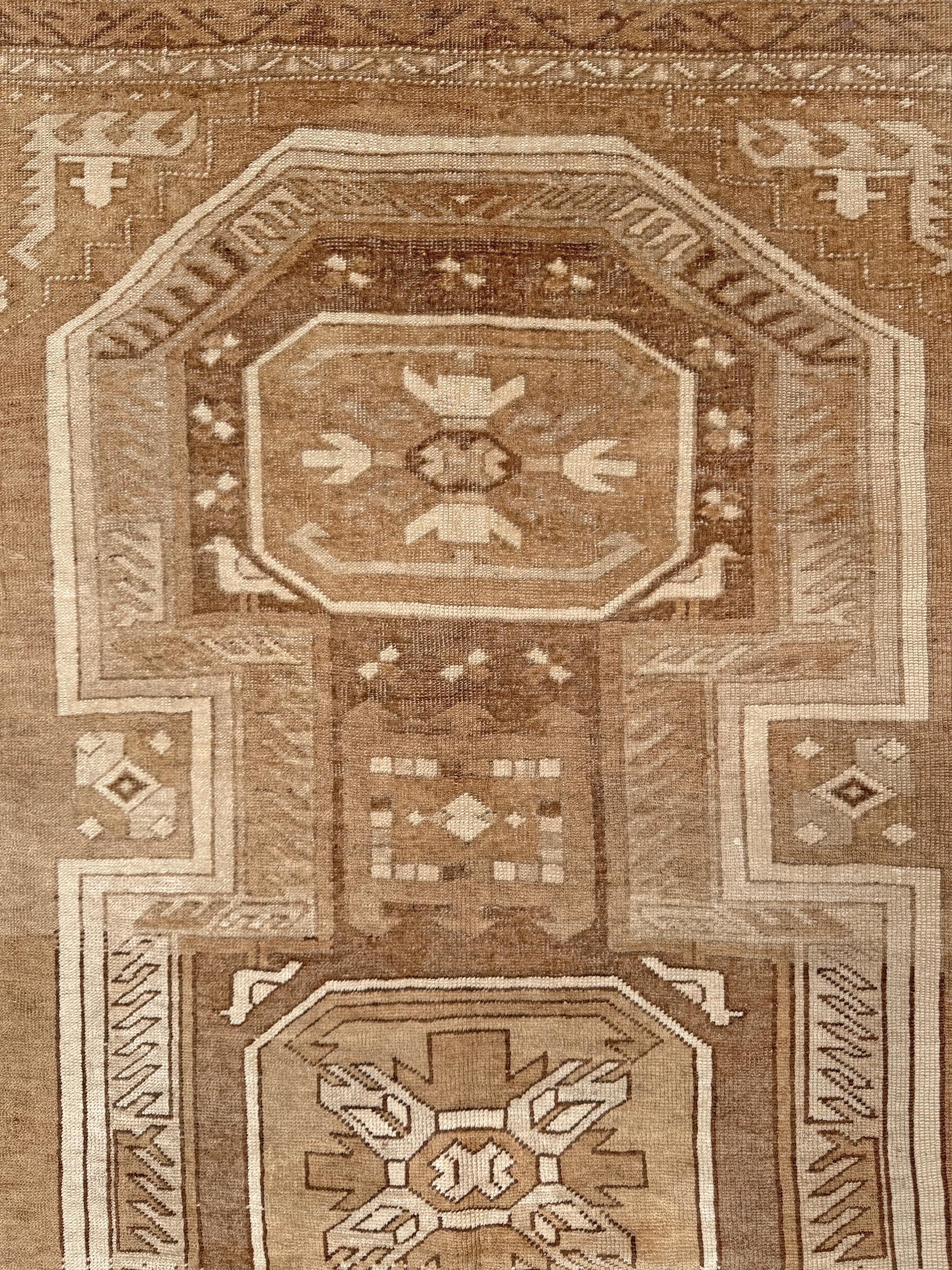Kars marrone tenue - Tappeto in lana curda vintage - 6′×9′4″ - Turchia orientale in vendita 1