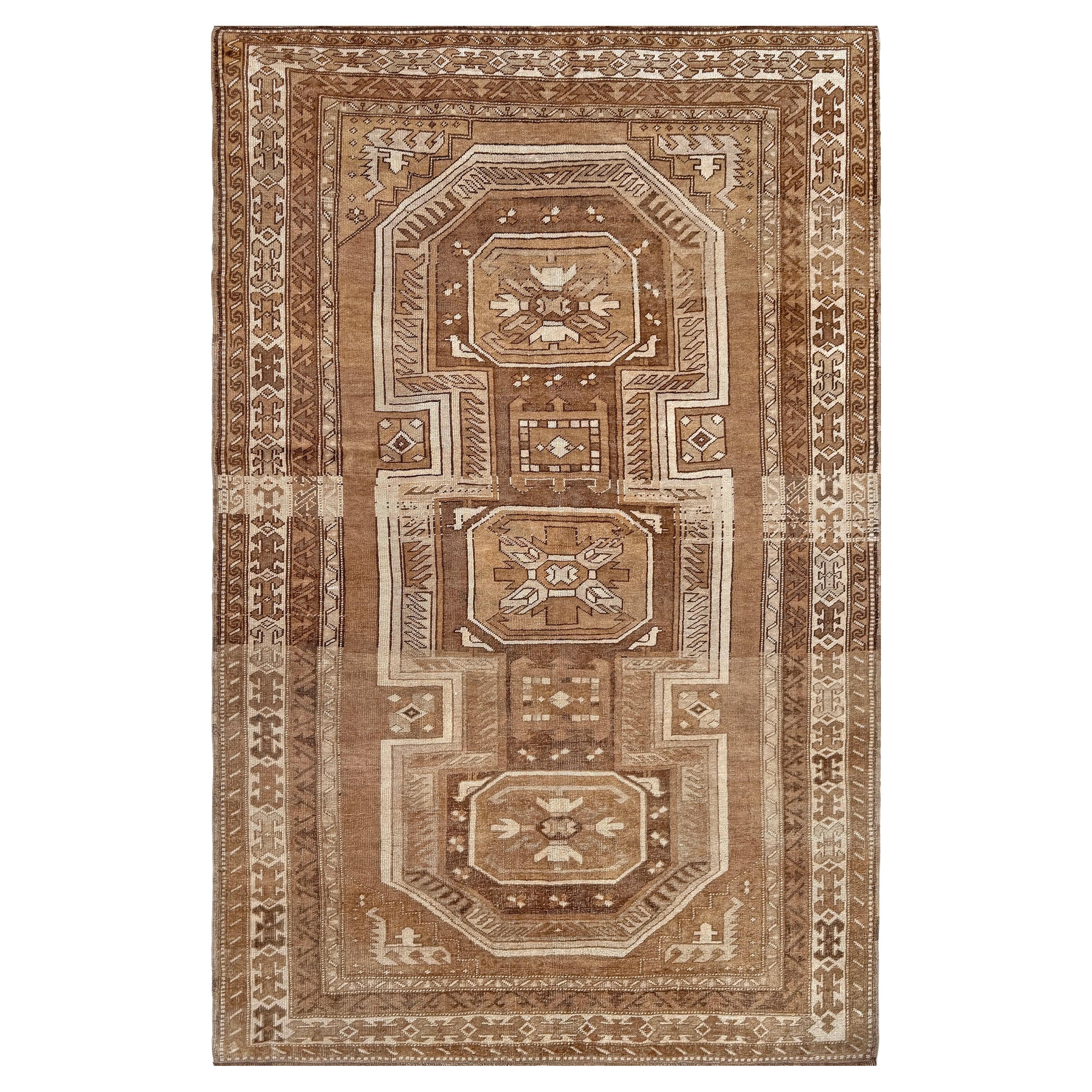 Kars marrone tenue - Tappeto in lana curda vintage - 6′×9′4″ - Turchia orientale